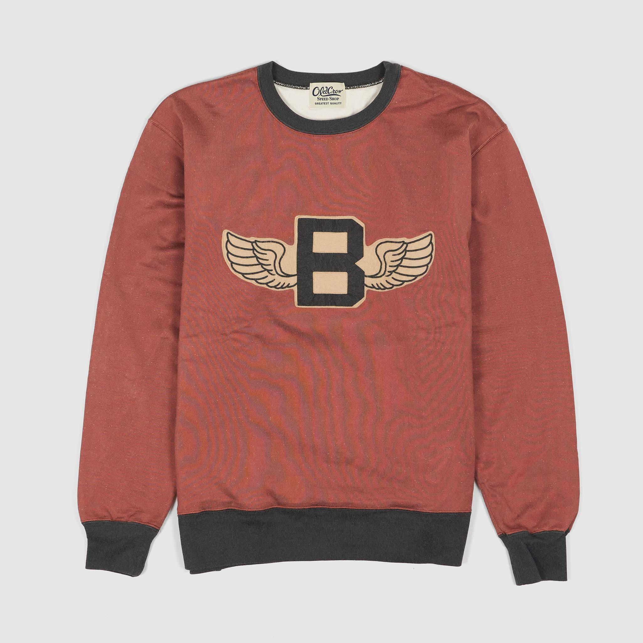 Winged Double Face Crew Neck Sports Sweater