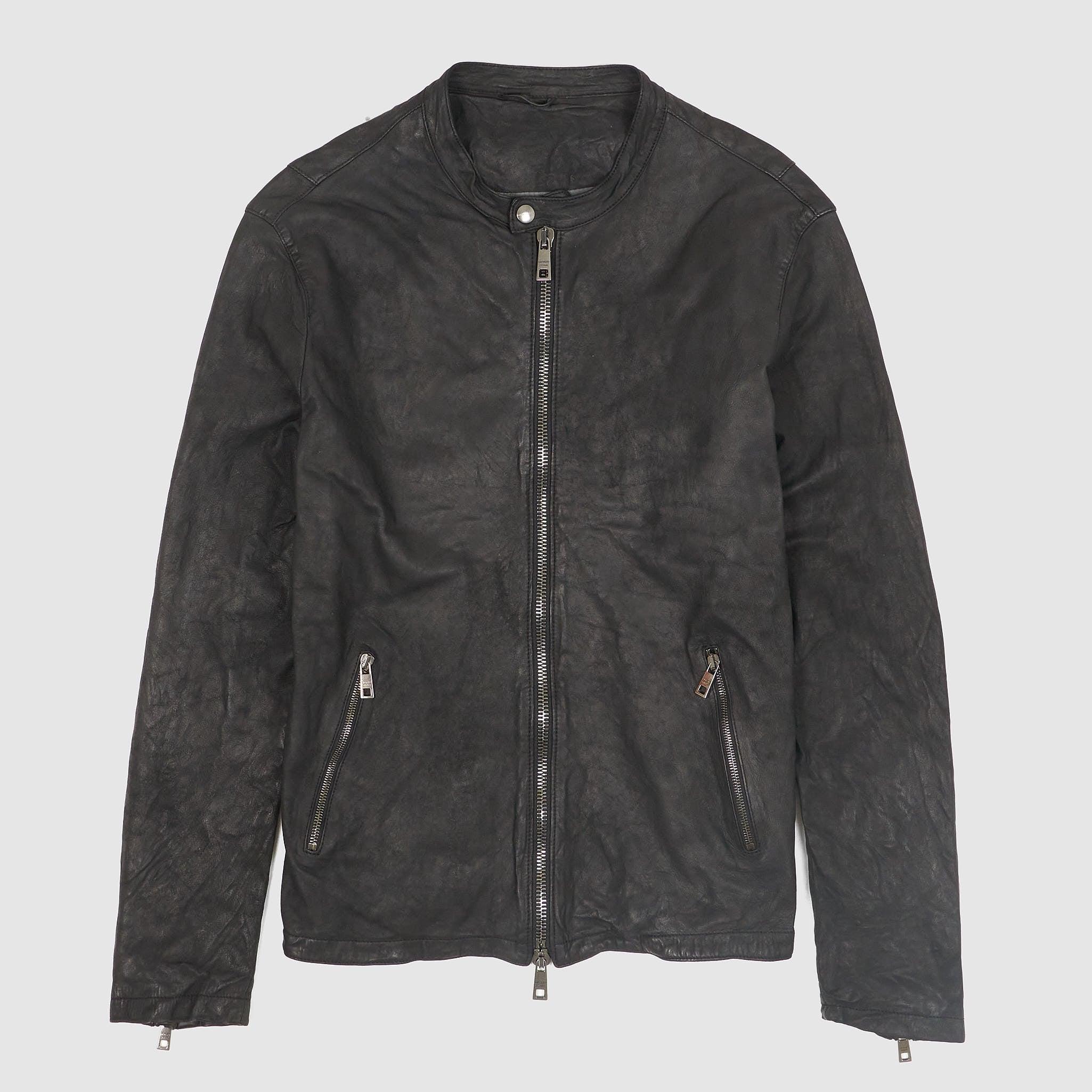 Washed Lamb Cafe Racer Leather Jacket
