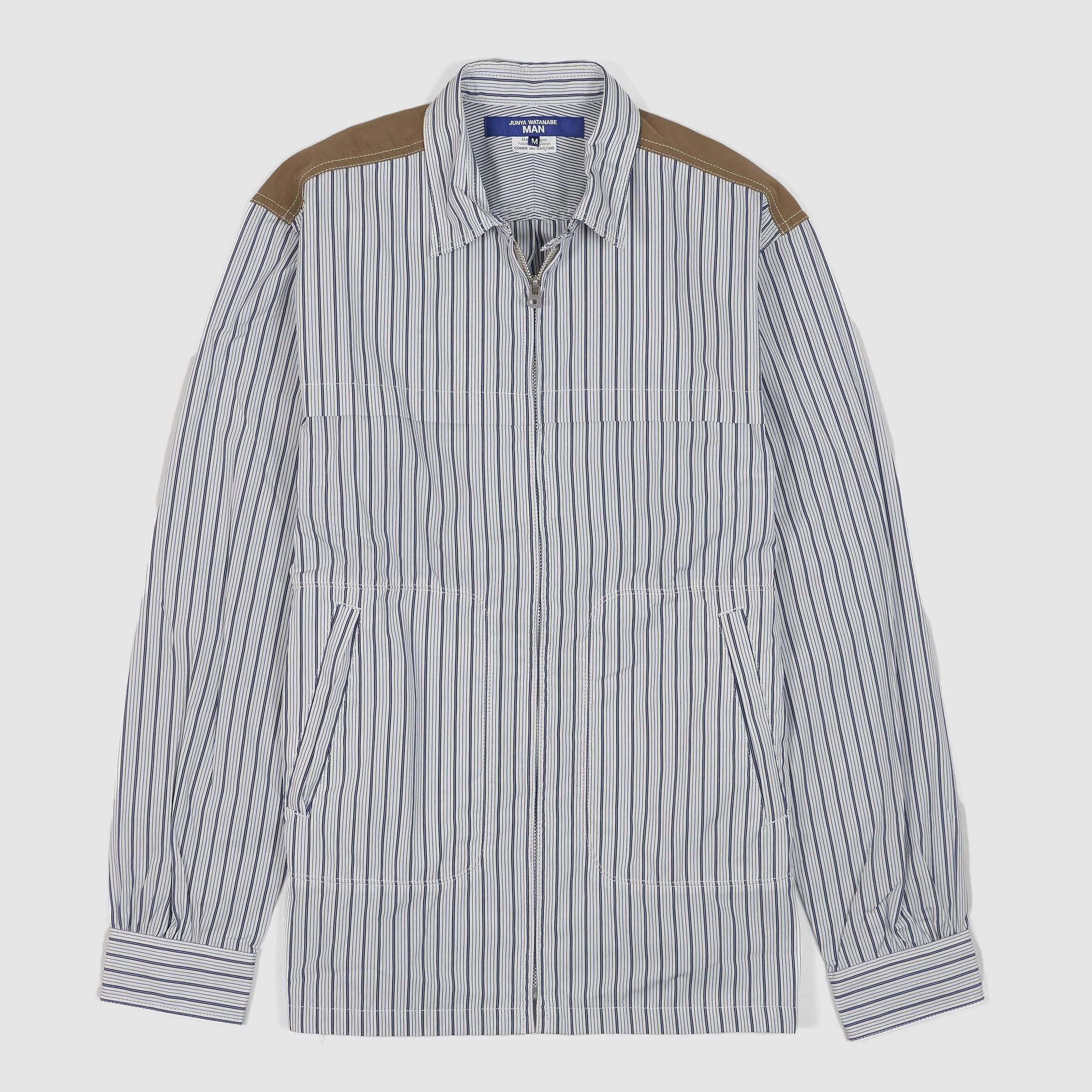 Striped Full Zip Overshirt Jacket