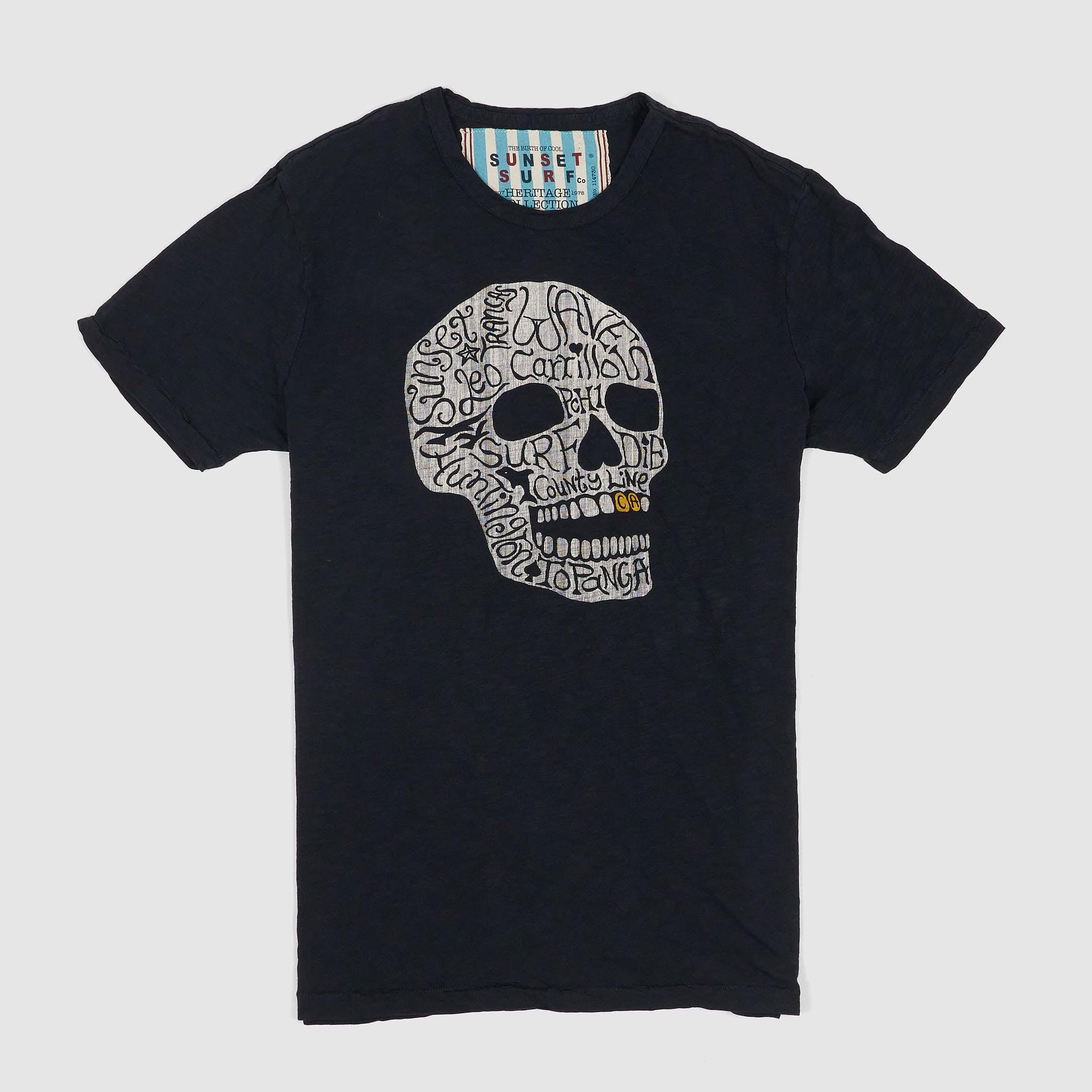 Sunset Surf Surf Skull Crew Neck T- Shirt