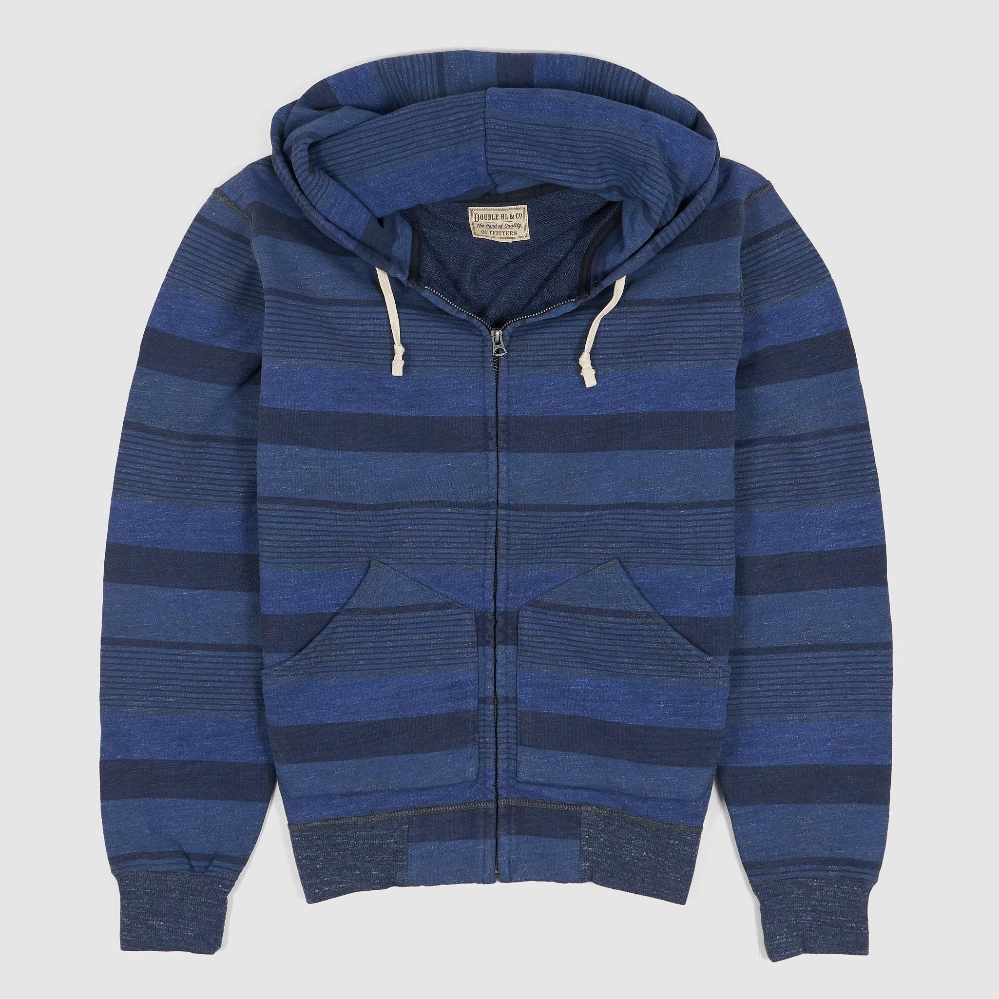Full-Zip Striped Hoodie Sweater
