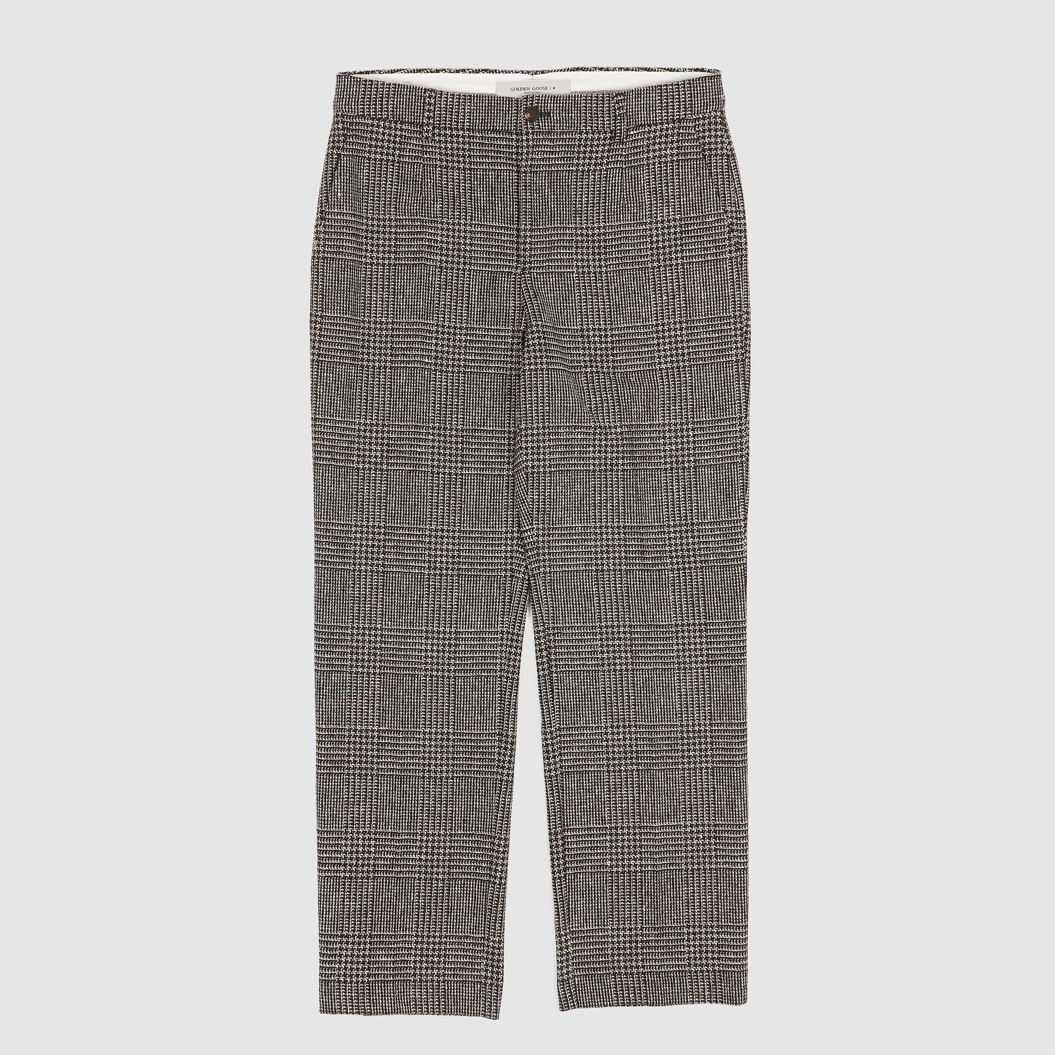 Wool-Blend Houndstooth Chino Trousers