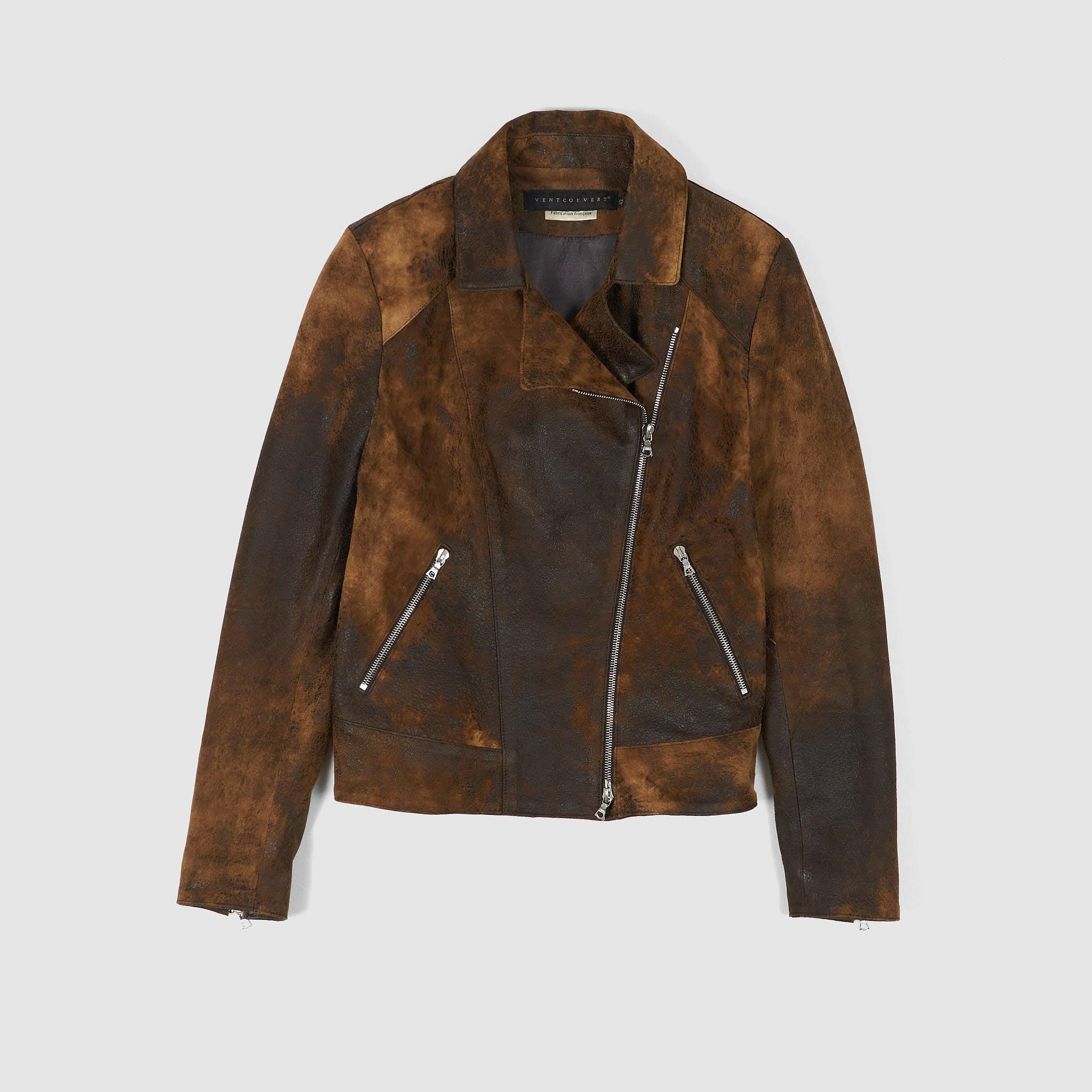 Ladies Vintage Leather Biker Jacket