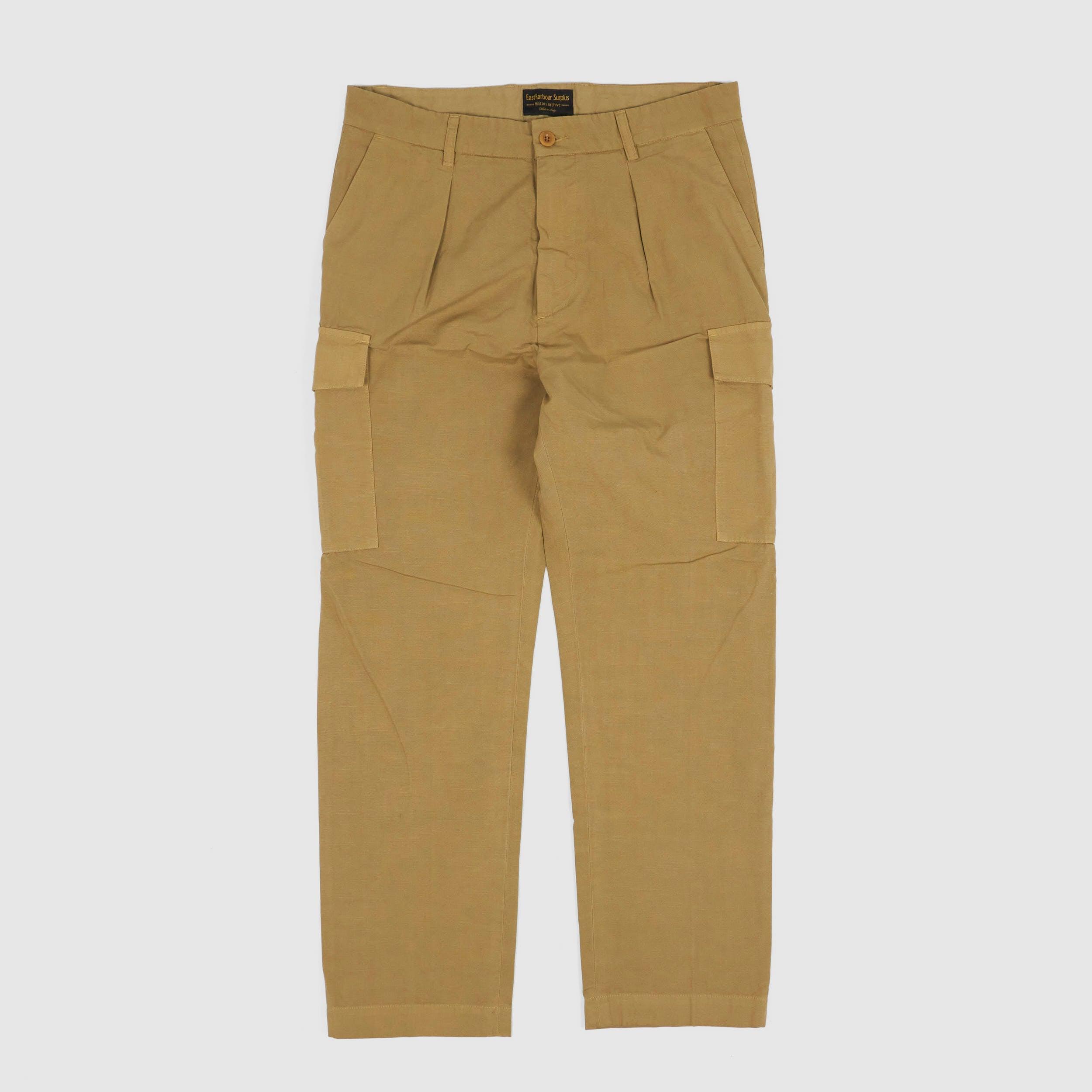 Pleated Cotton/ Linen Cargo Pants