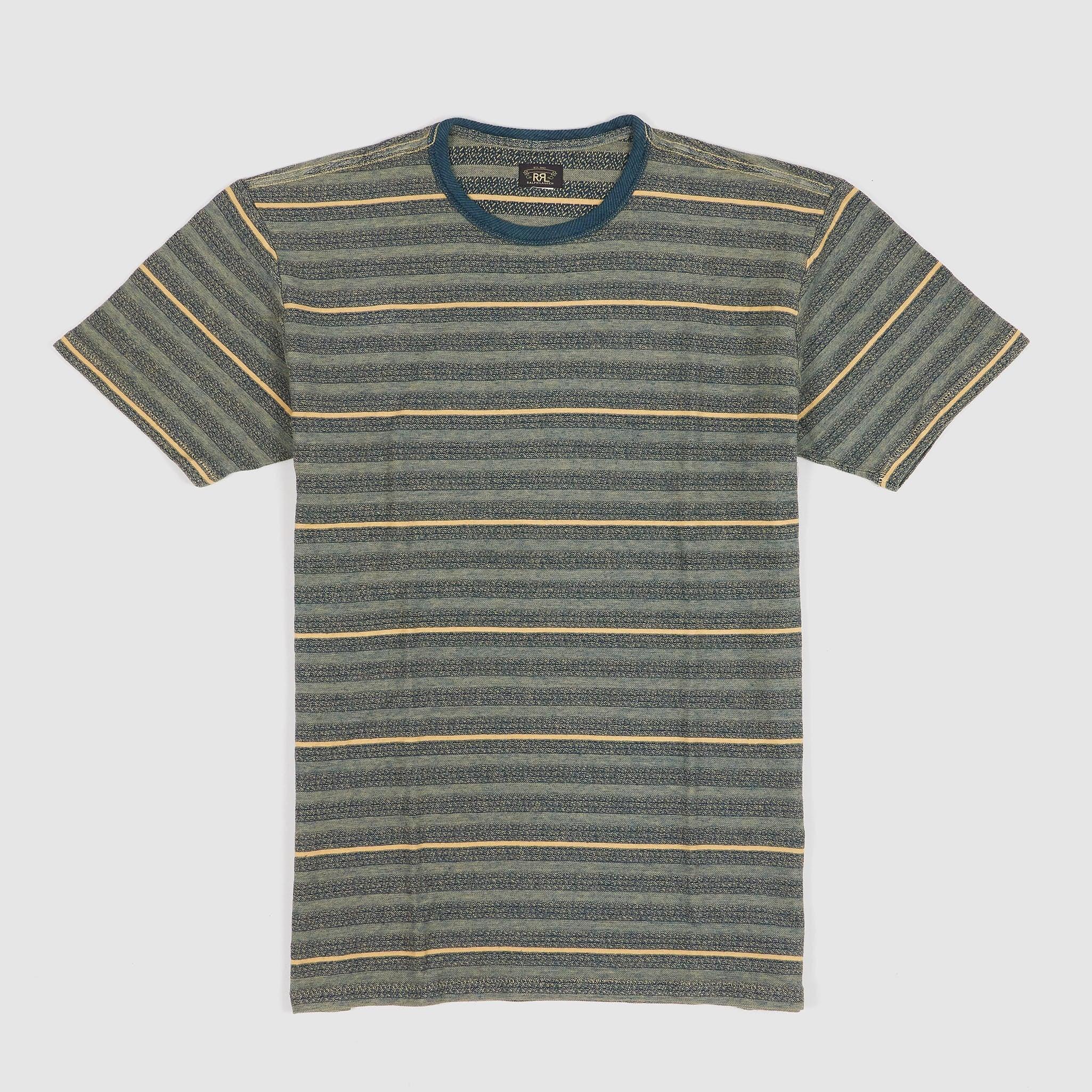 Indigo Dyed Jacquard Crew Neck T-Shirt
