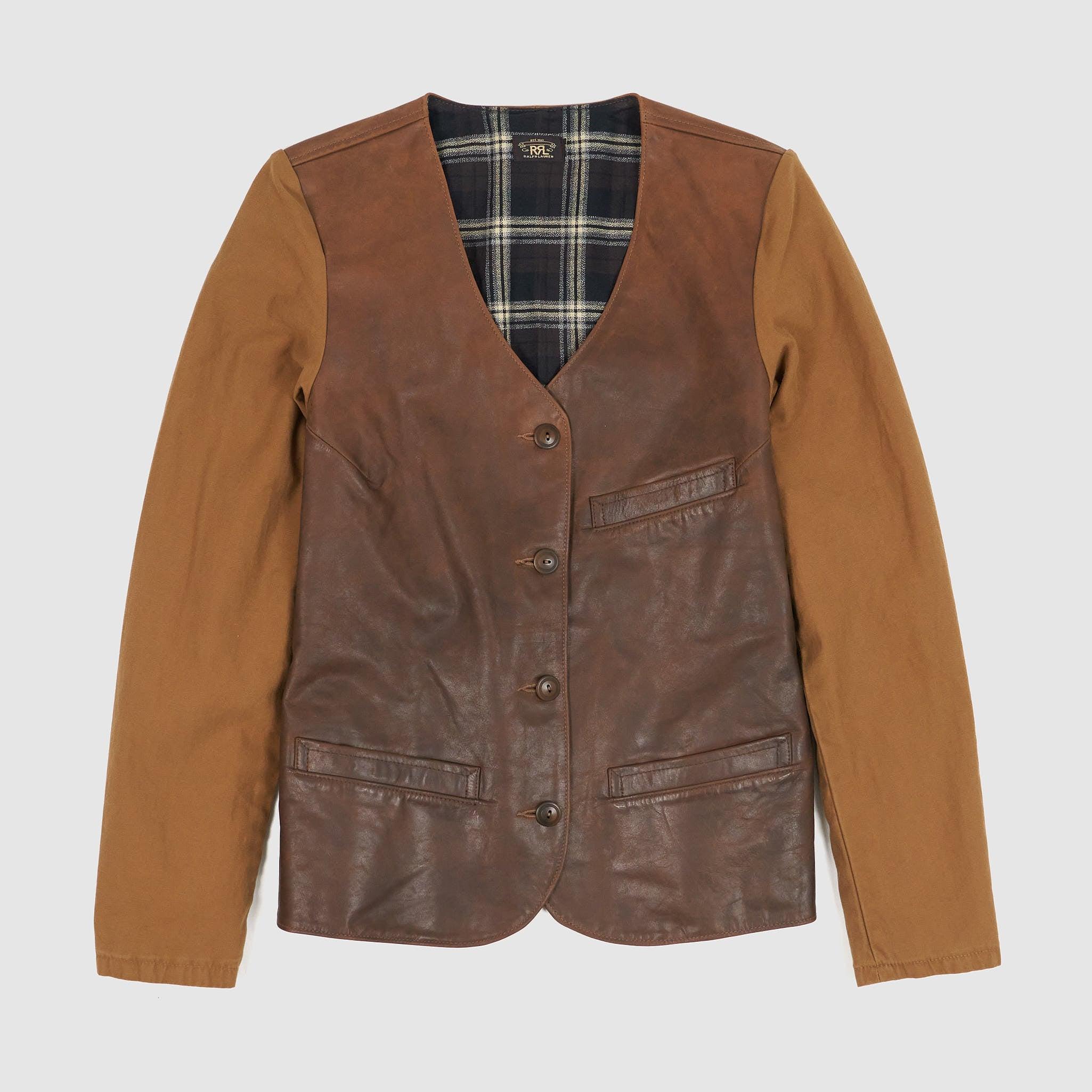 Ladies Cotton Sateen Sleeve Leather Jacket