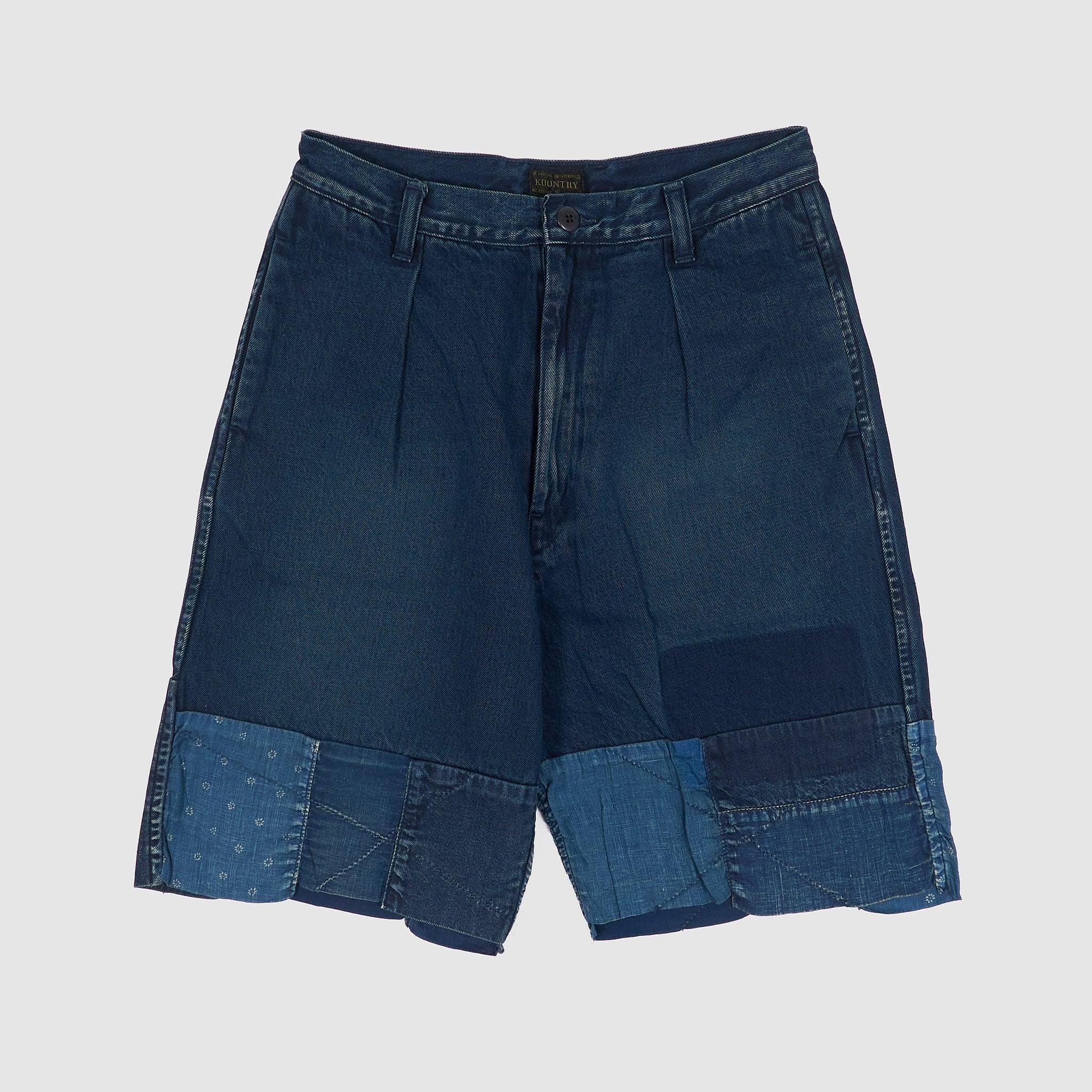 Denim Linen Patchwork Shorts