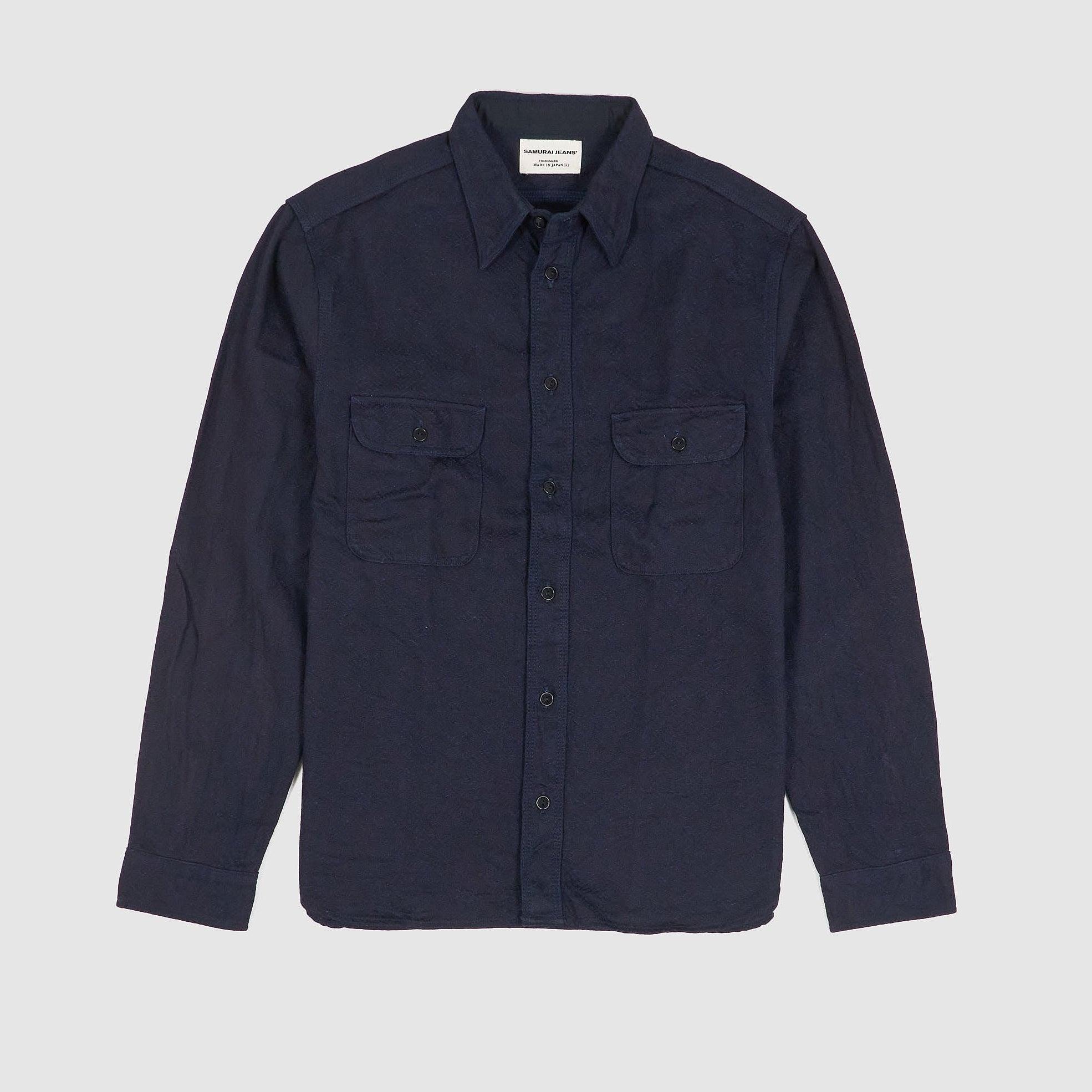 Structured Indigo Dyed Cotton Shirt