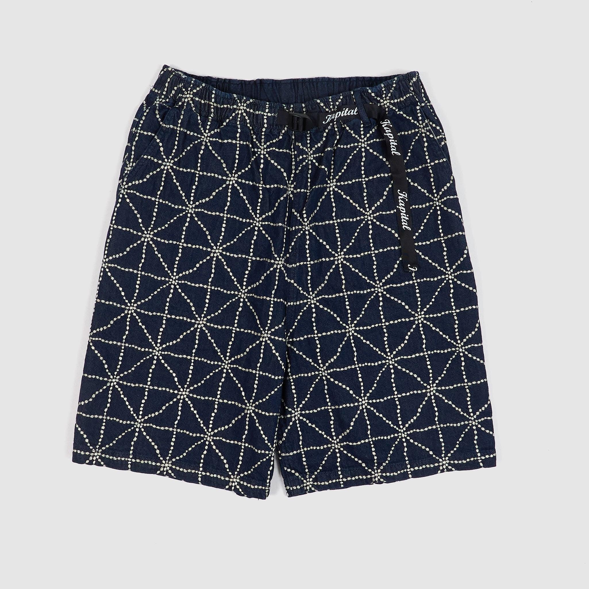 8oz Denim Folk Dojo Sashiko Embroidered Shorts