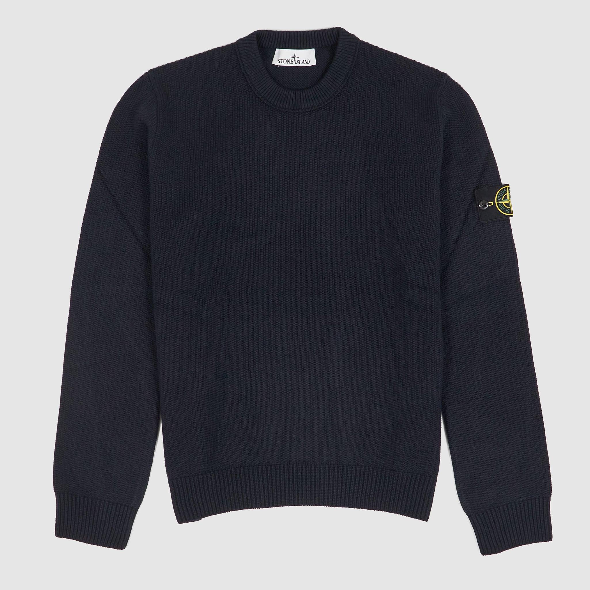 Crew Neck Knitted Cotton Stretch Pullover