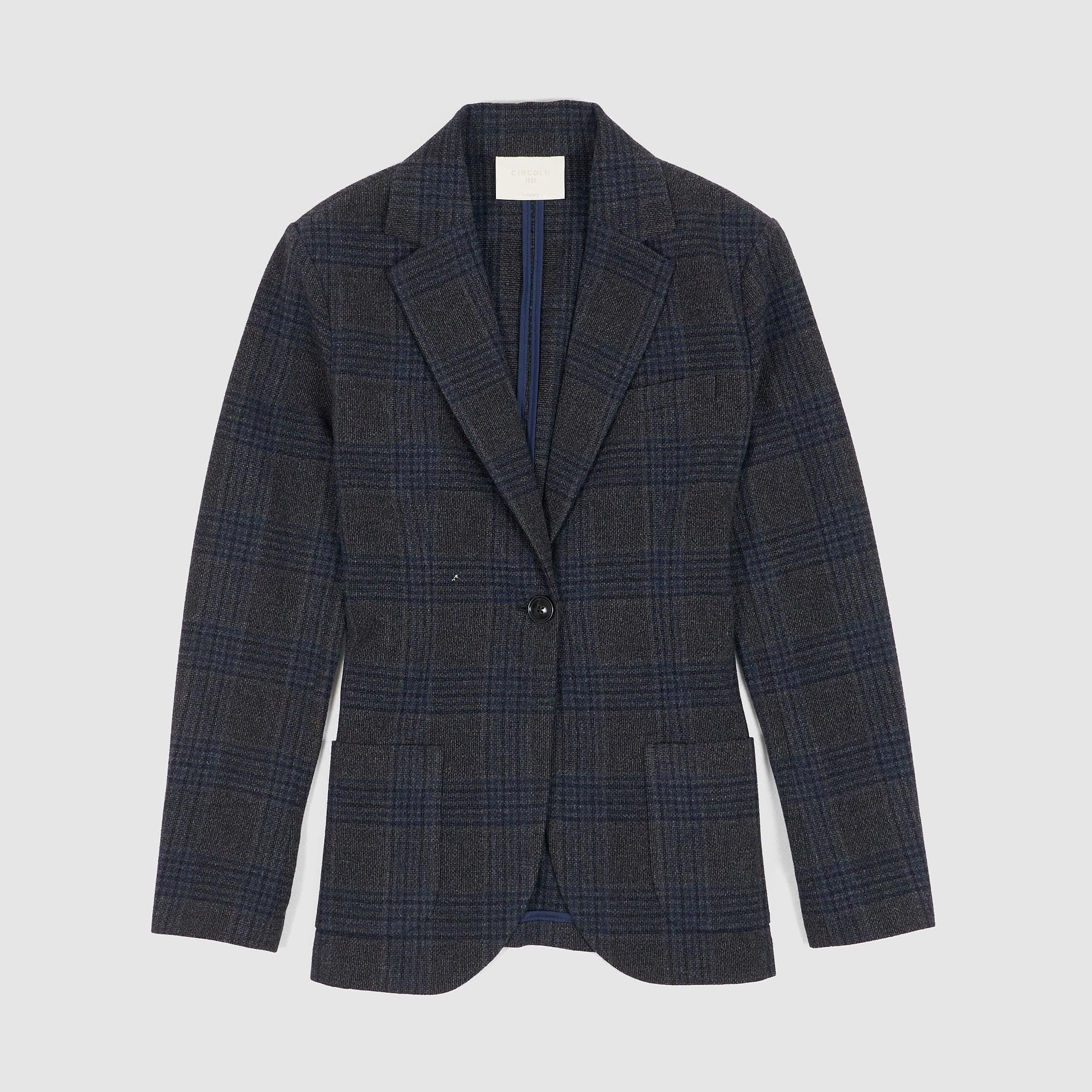 Ladies 2-Button Checkered Blazer