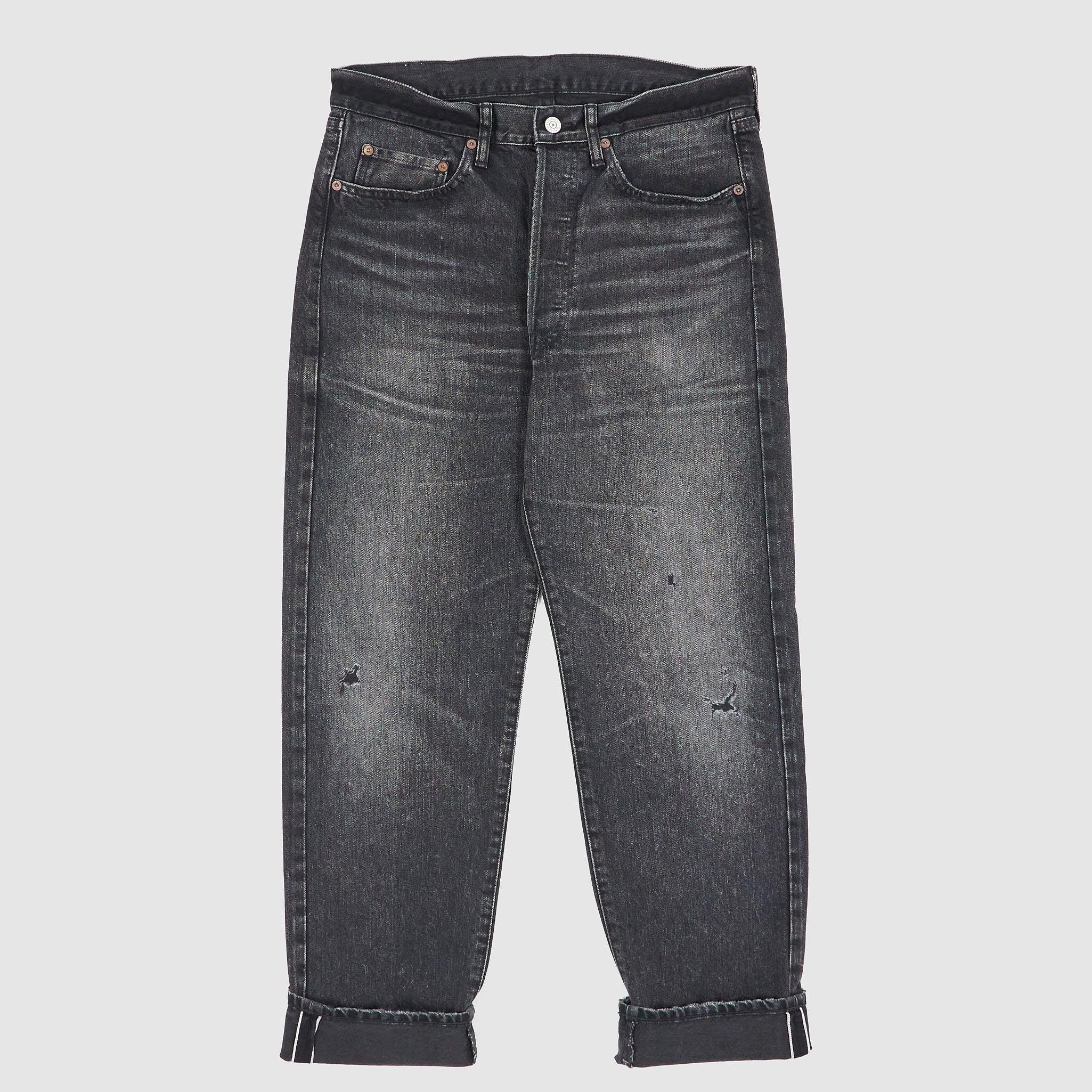 x New Manual Repaired 5 Pocket Black Denim Jeans