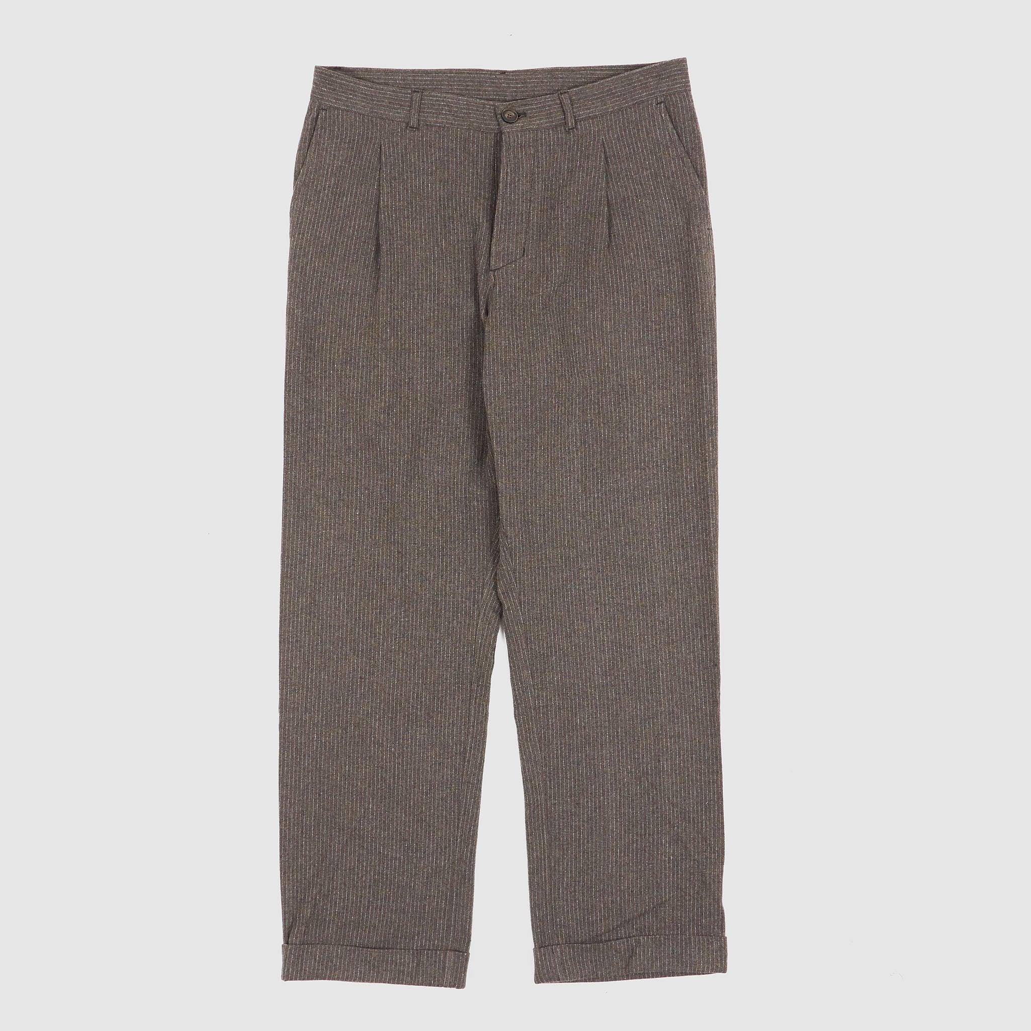 Pleated Classic Pinstripe Wool Trousers