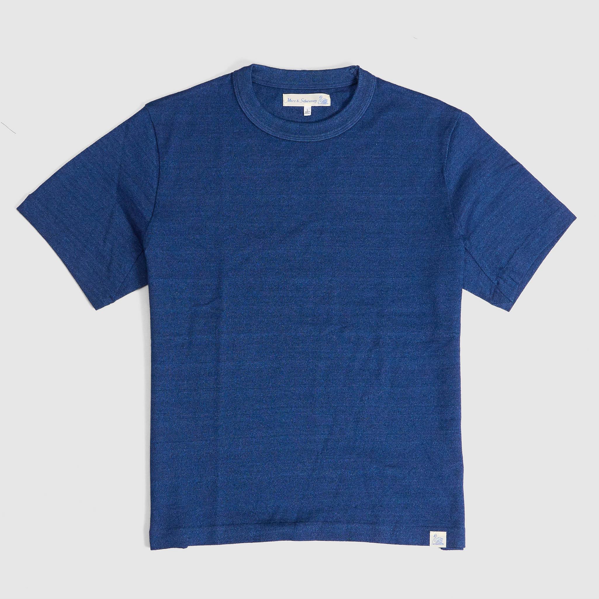 Ladies Short Sleeves Indigo Dyed Crew Neck T-Shirt
