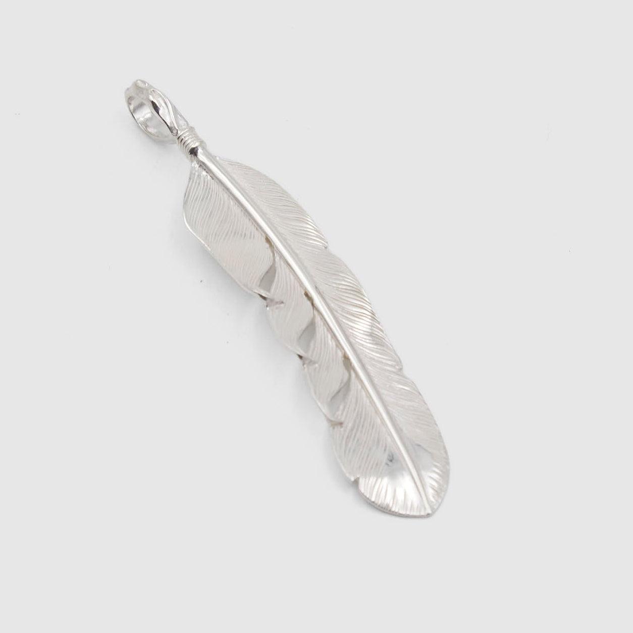 Large Feather Sterling Pendant