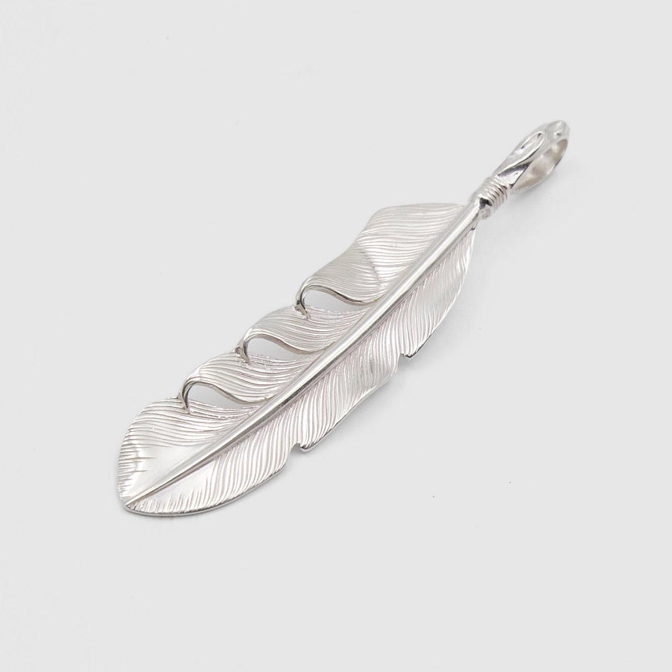 Mid Sized Feather Sterling Pendant