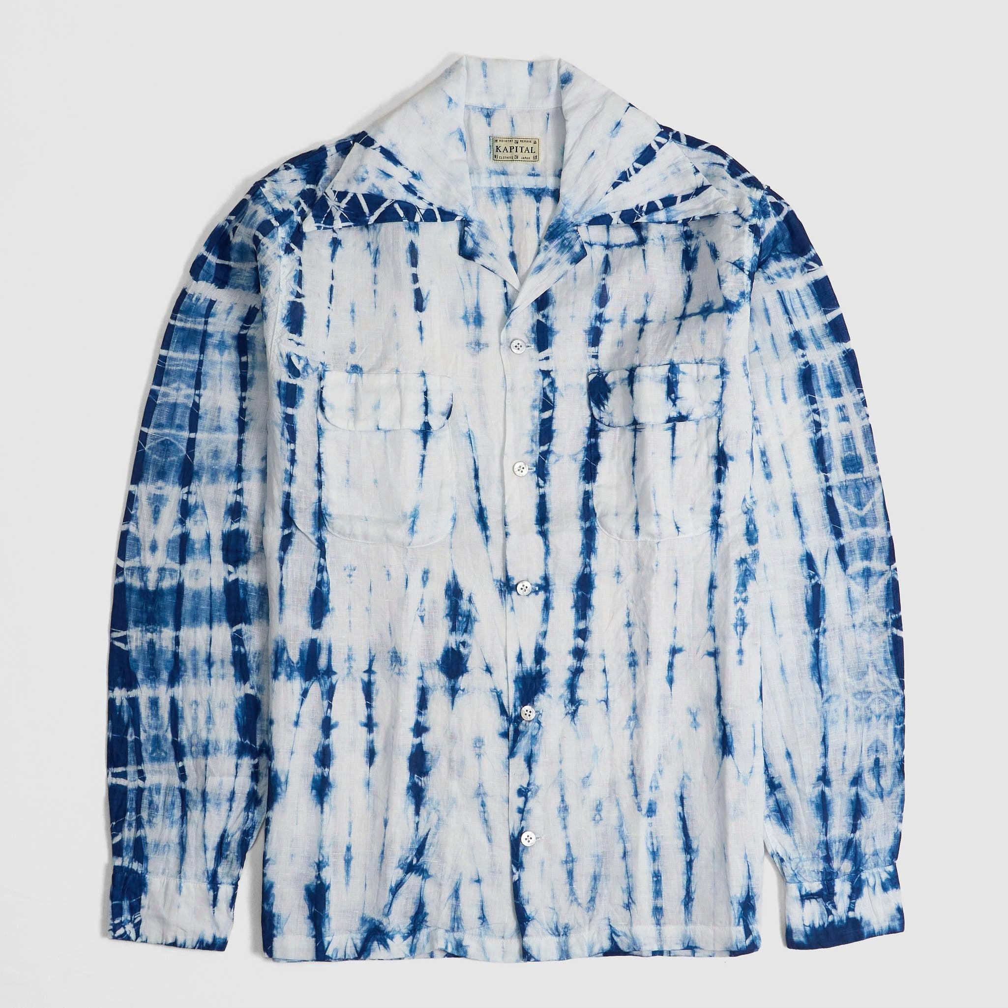 French Linen Tokushima Shibori Dye Linen Overshirt