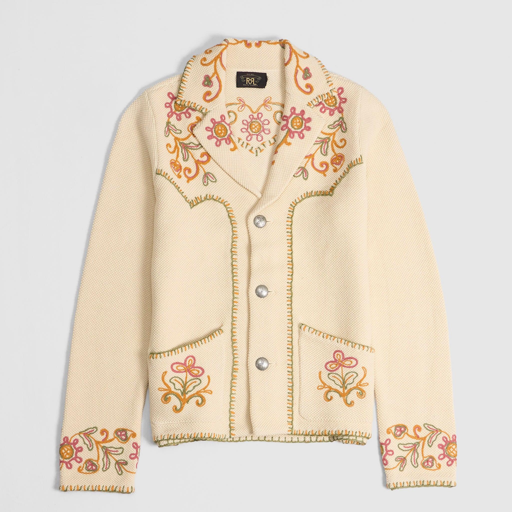Ladies Hand Embroidered Flowers Cardigan
