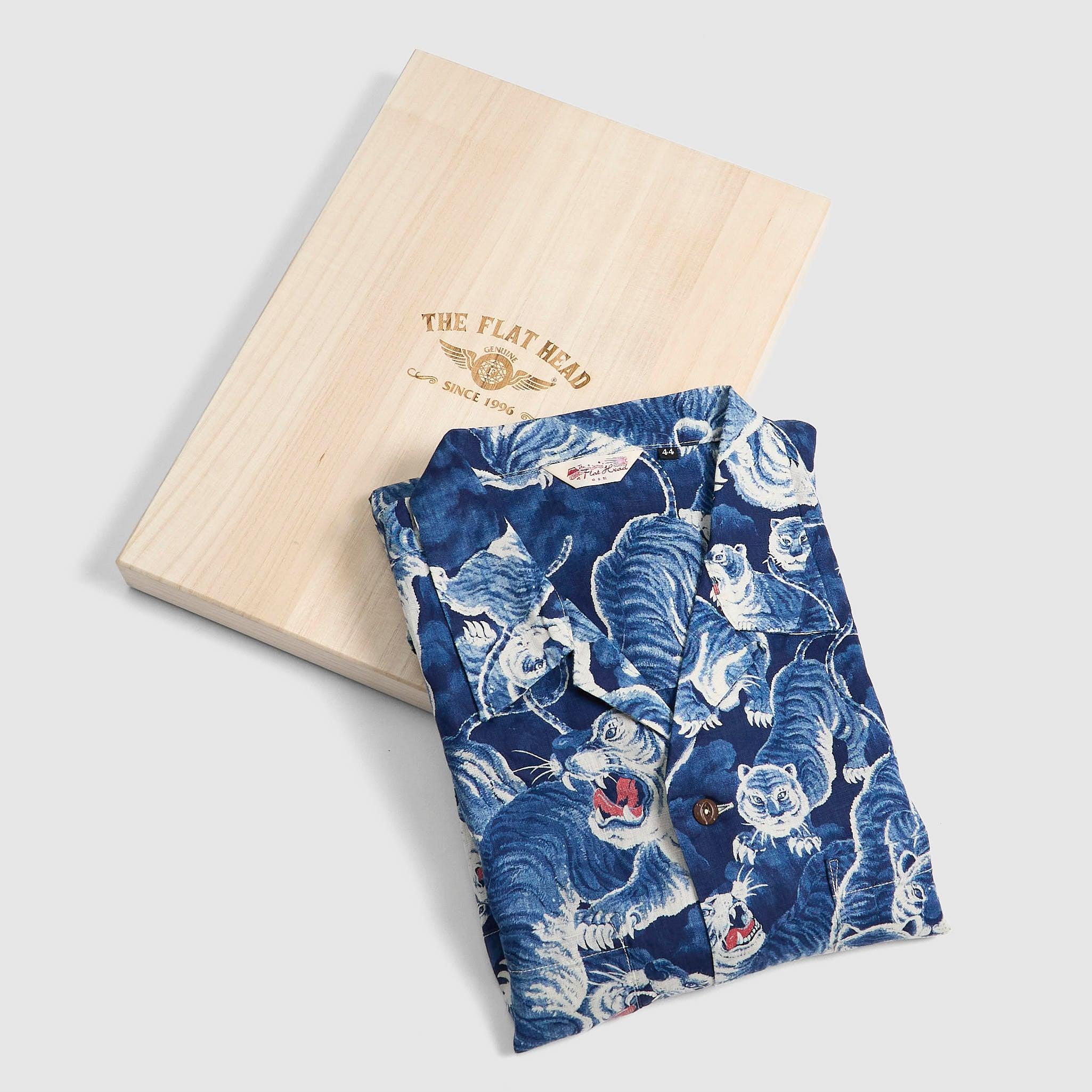 Indigo Tiger Short Sleeve Hawaiian Shirt