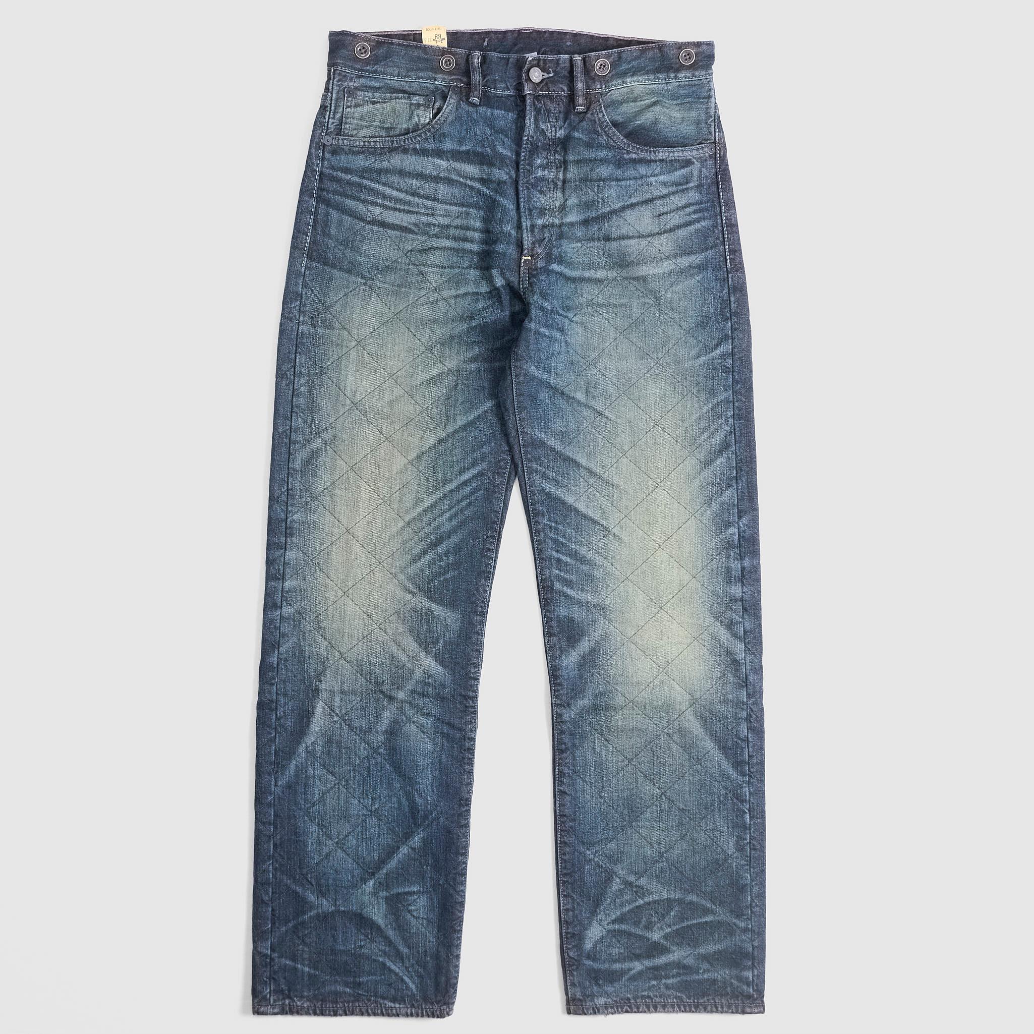 5-Pocket Straight Leg Double Layered Quilted Jeans