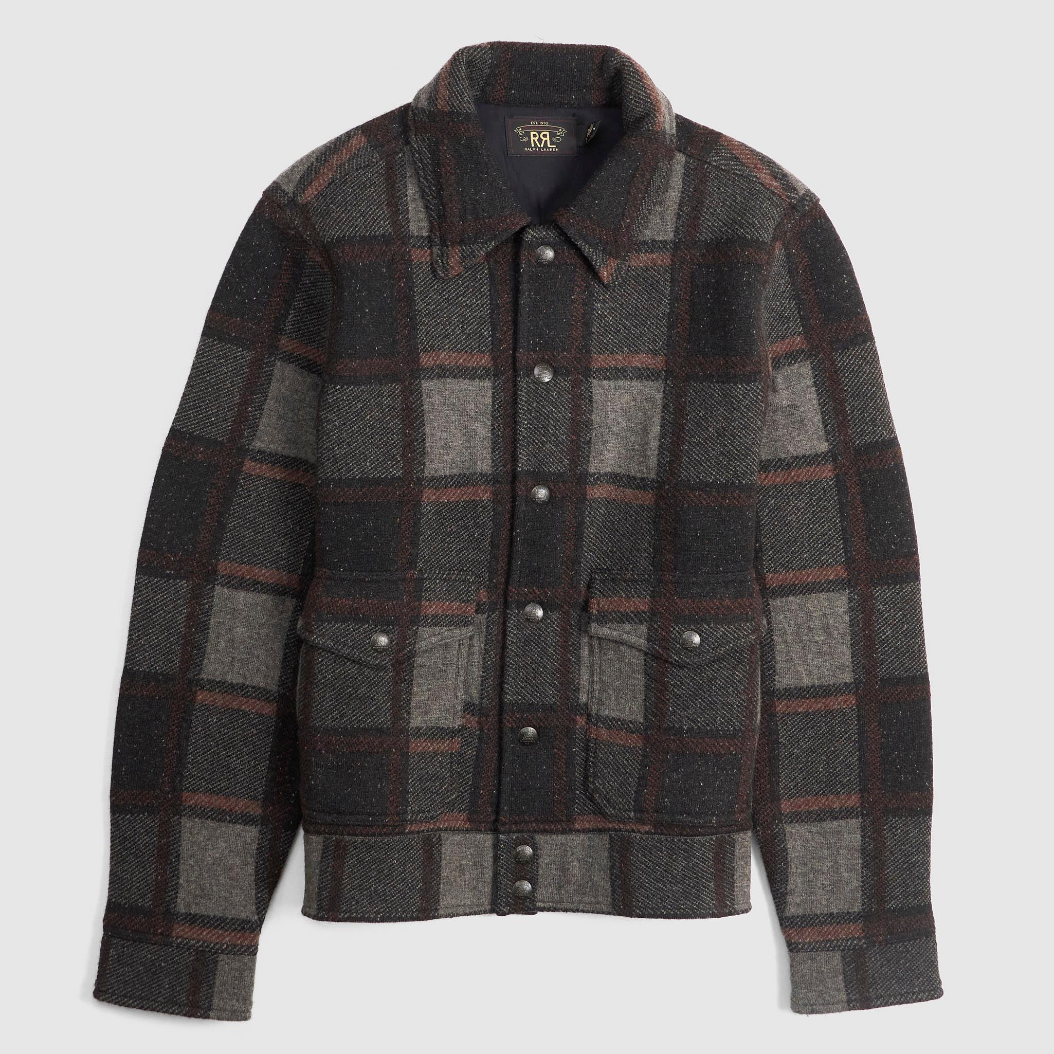 Heavyweight Plaid Wool Cardigan Jacket