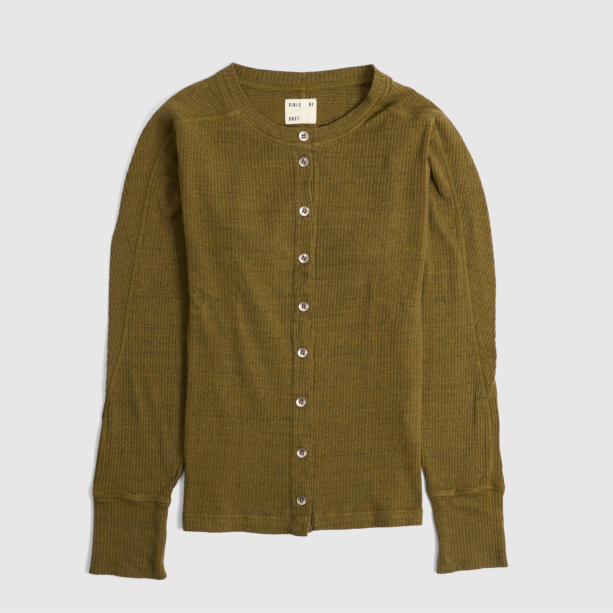Ladies Ribbed Buttoned Knit Long Sleeve Top