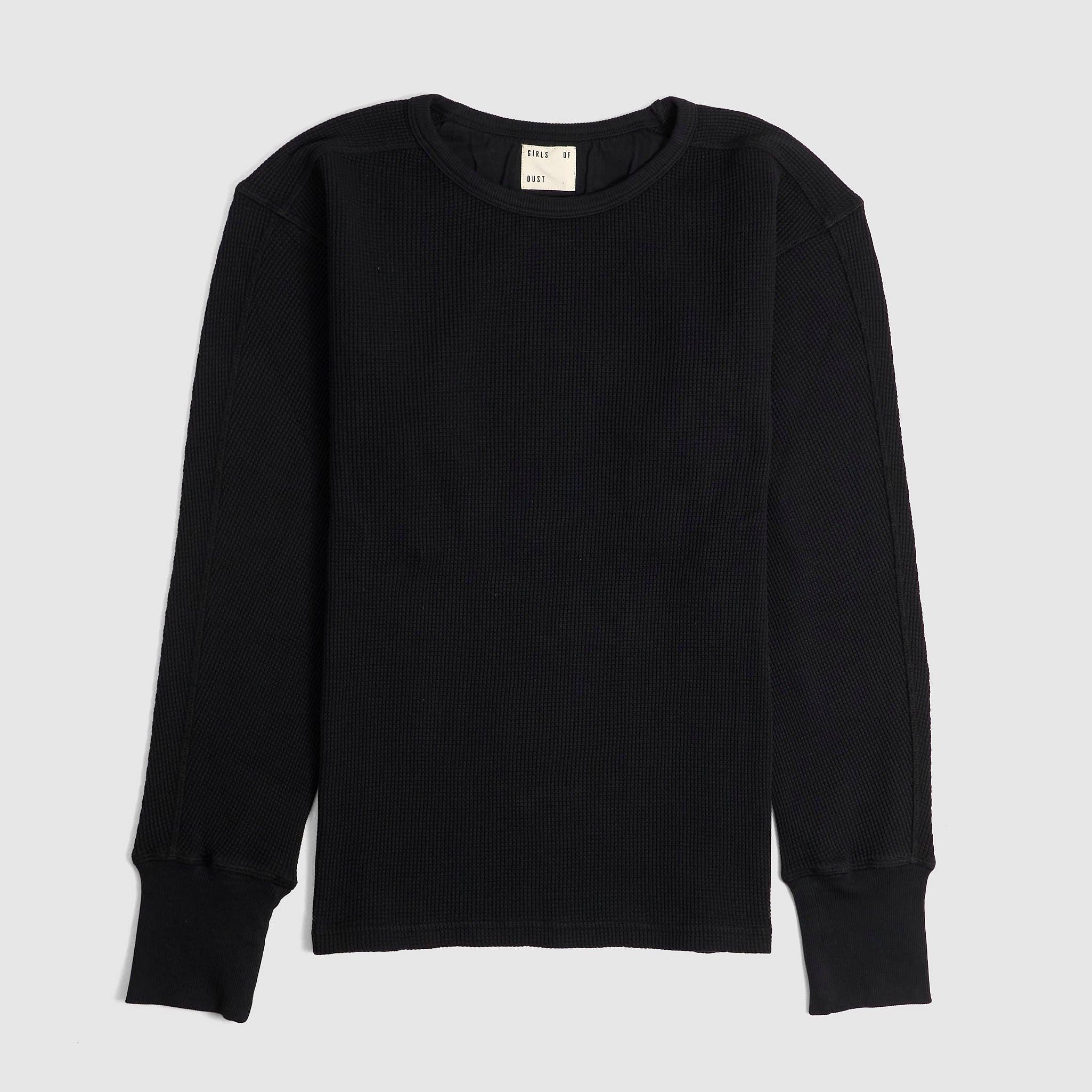 Ladies Waffle Jersey Crew Neck Long Sleeve T- Shirt