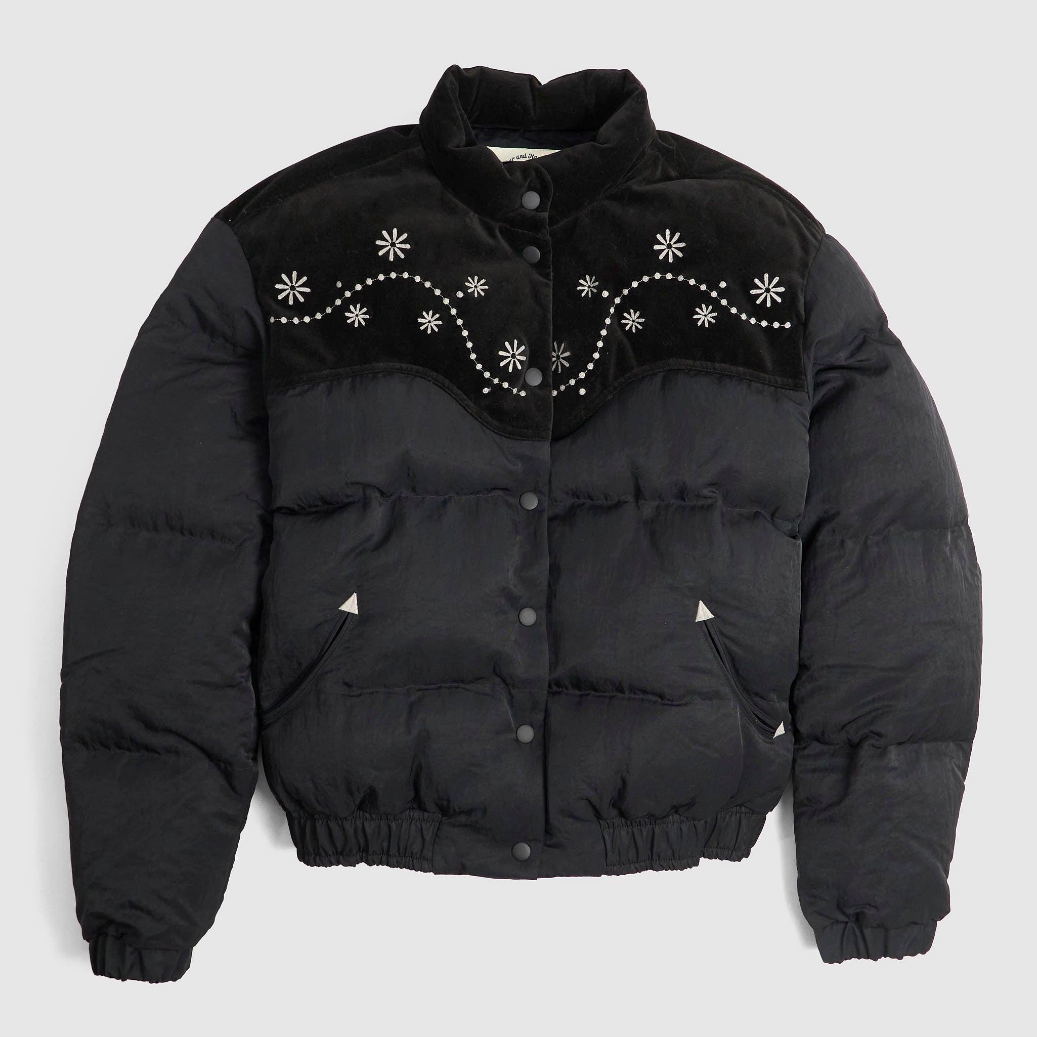 Ladies Embroidered Western Puffer Jacket