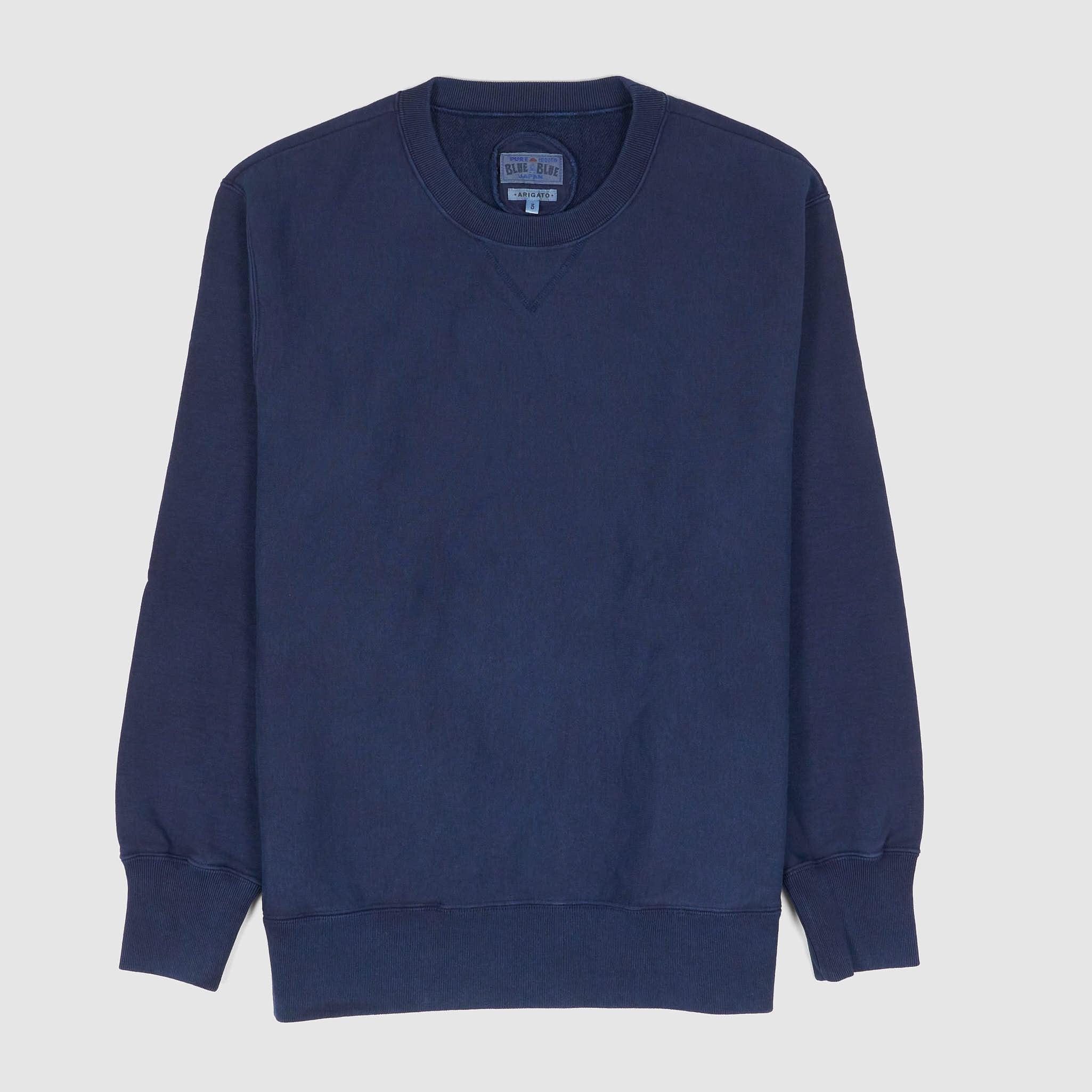Unisex Crew Neck Hand Dyed Indigo Sweatshirt