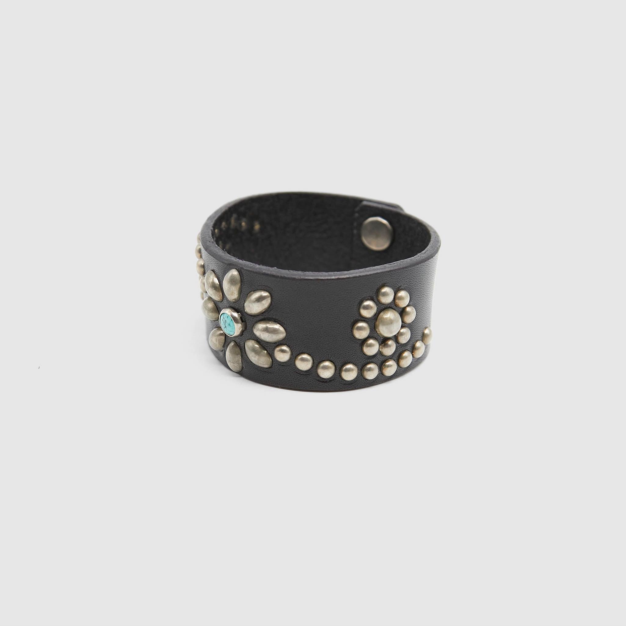 Turquoise Black Leather Bracelet