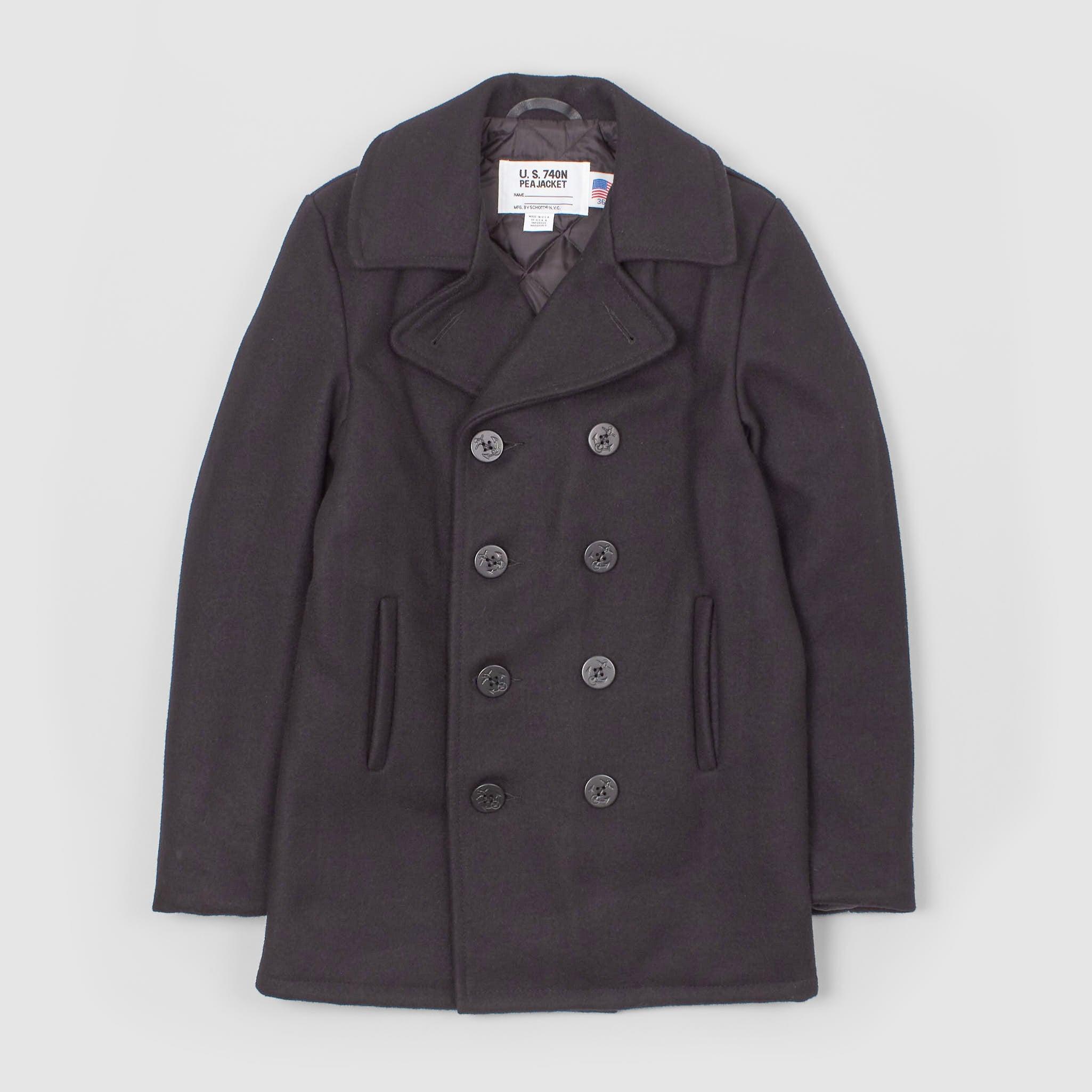 Schott Wool Navy Pea Coat