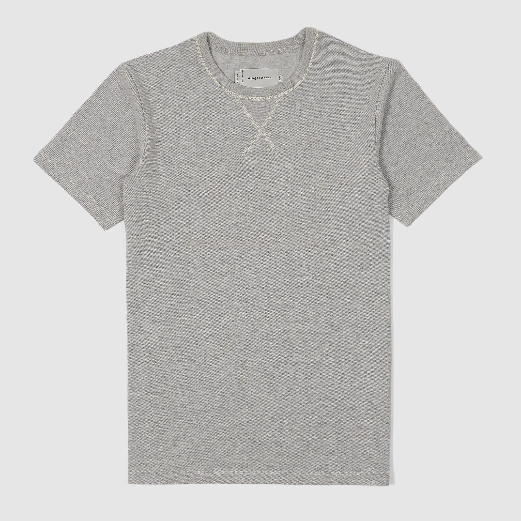 V-Needle Crew Neck Pique Short Sleeve T-Shirt