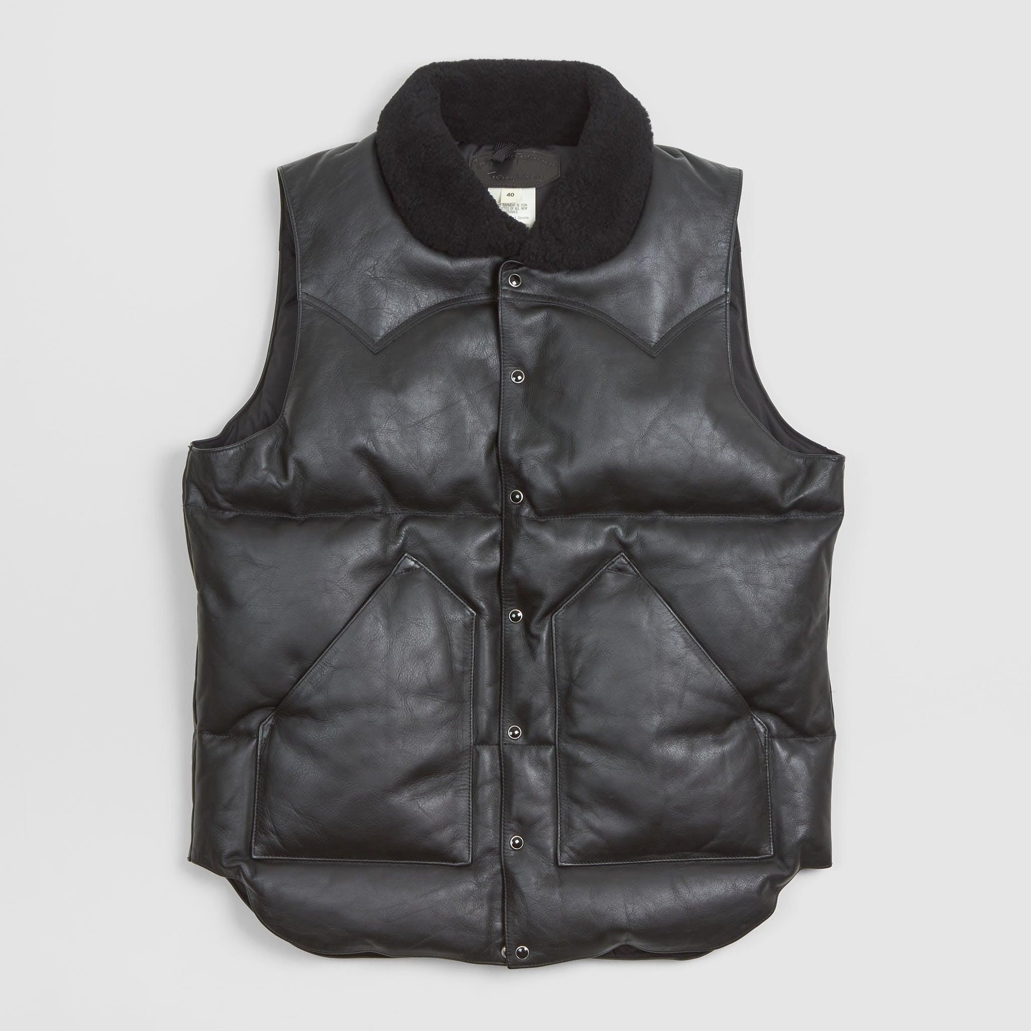 Black Leather Down Vest