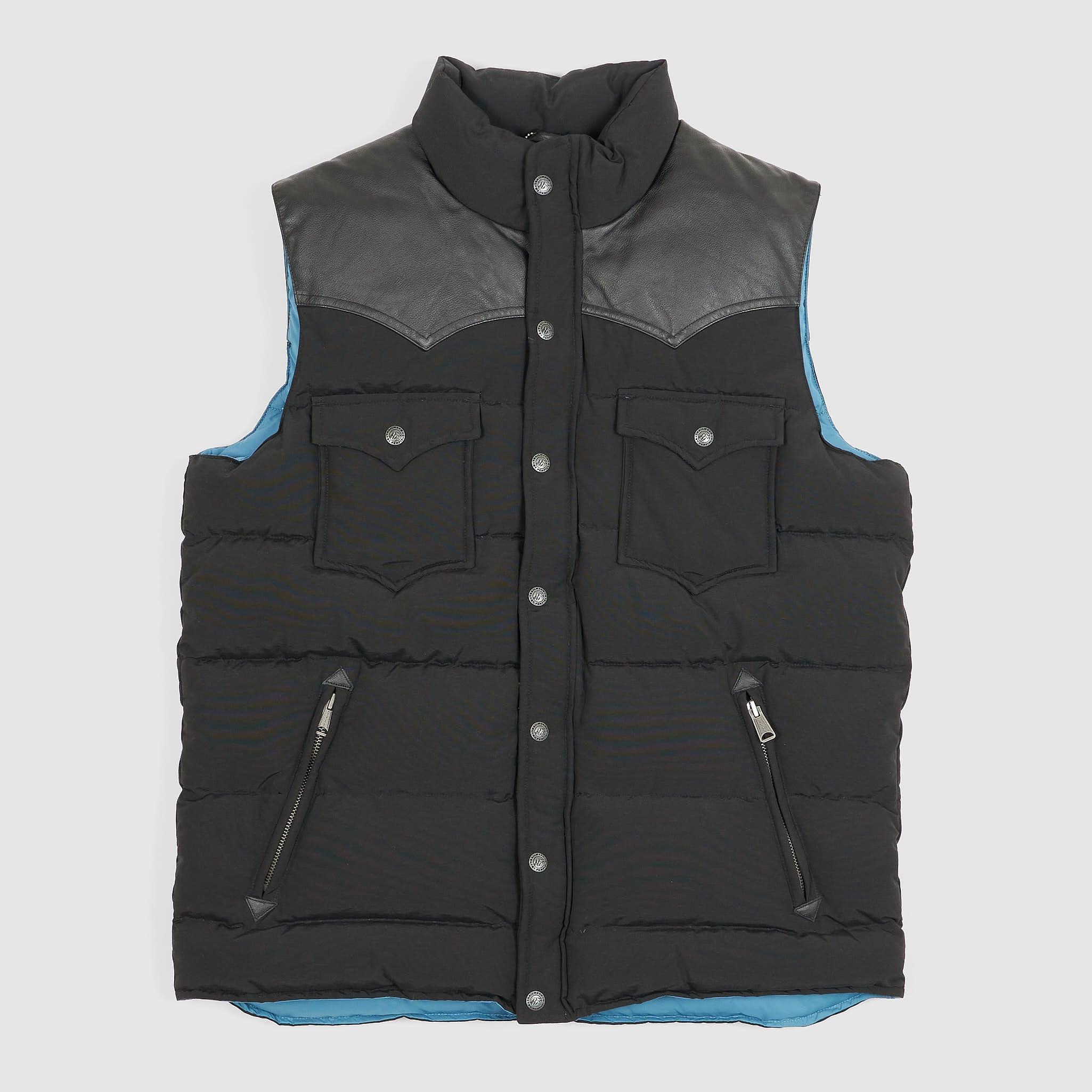 Down Filled Vest with Leather Yokes