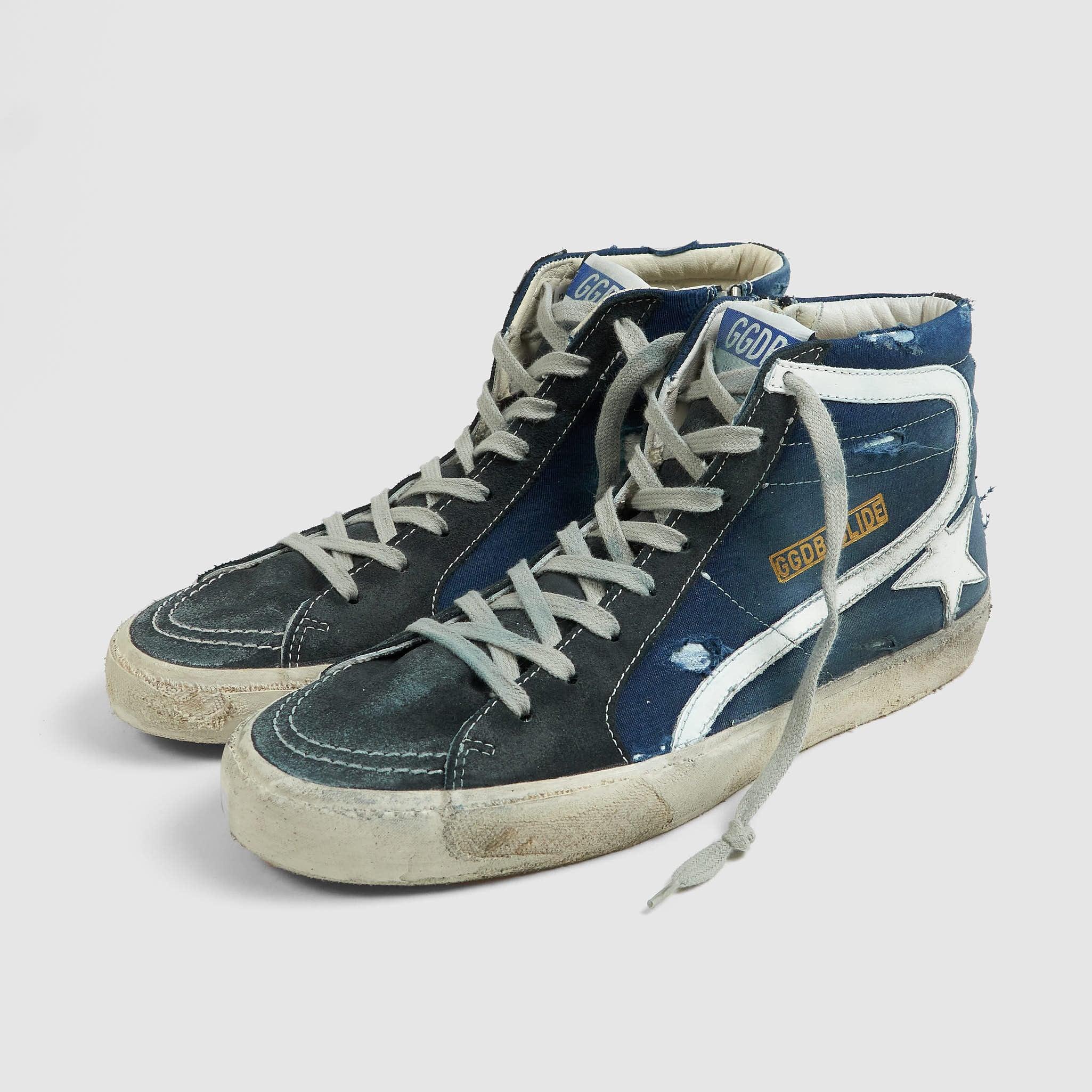 High Navy Used Slide Sneakers