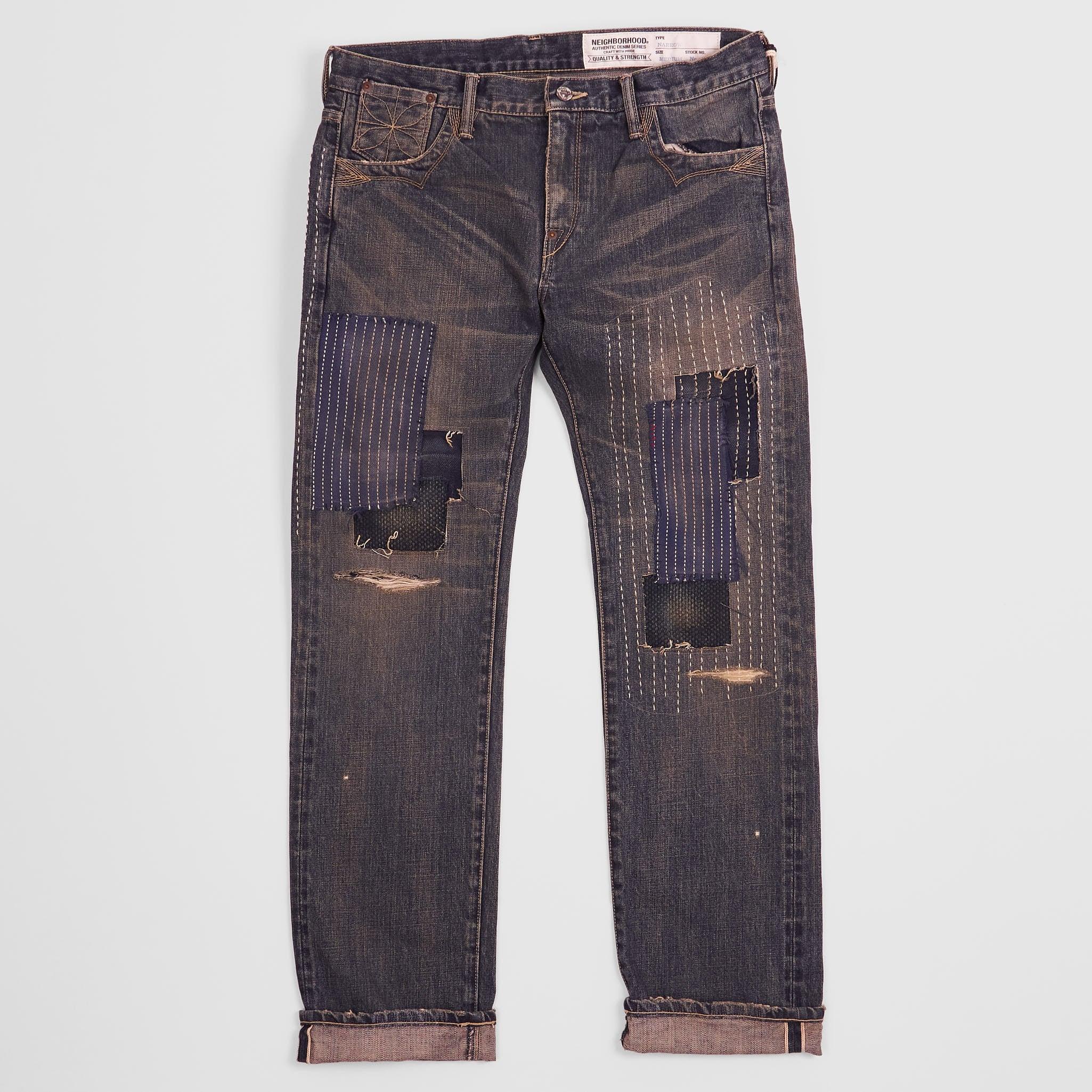 Straight Leg Sashiko Patchwork Selvage Denim Jeans [Archive]