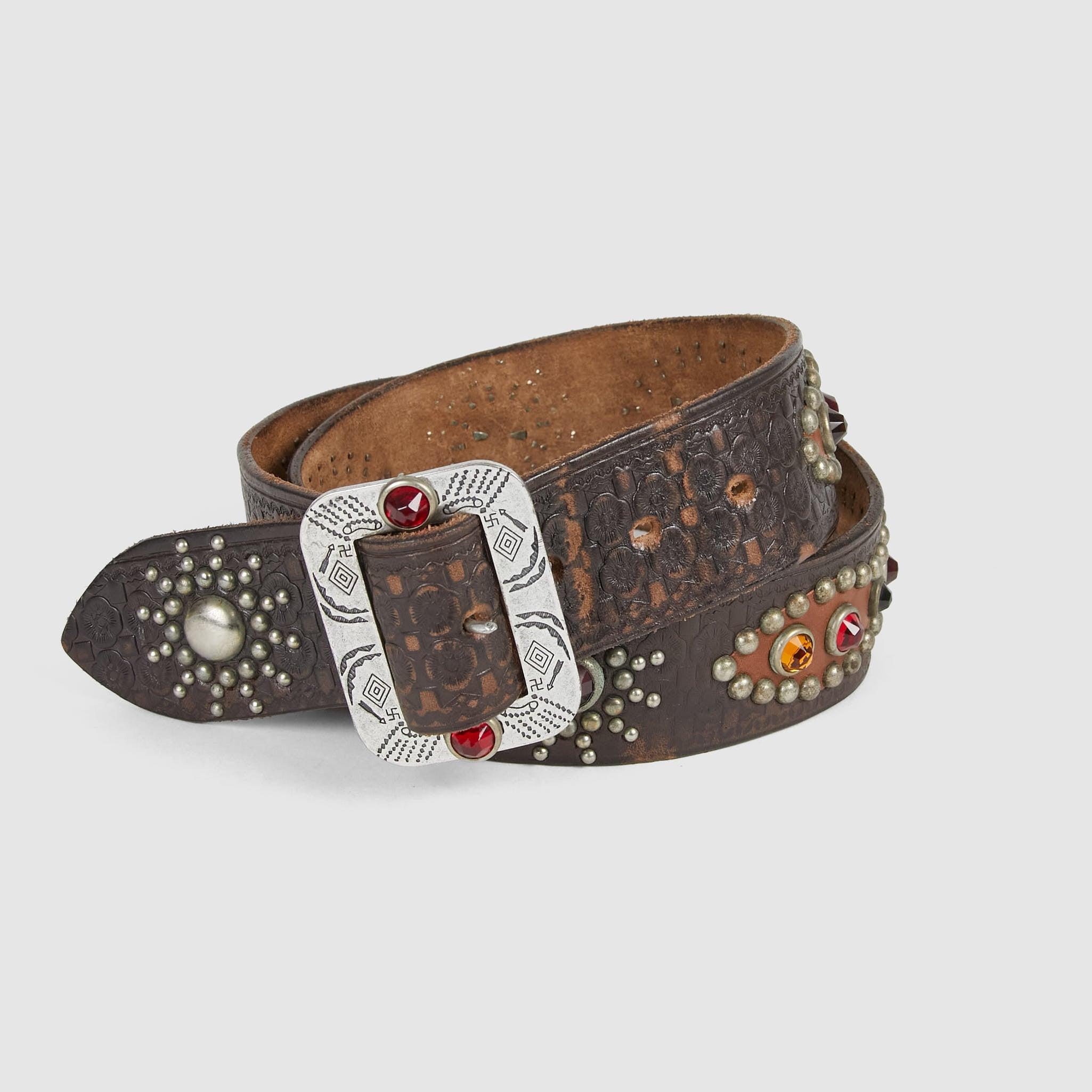 Antique Leather Belt with Studs