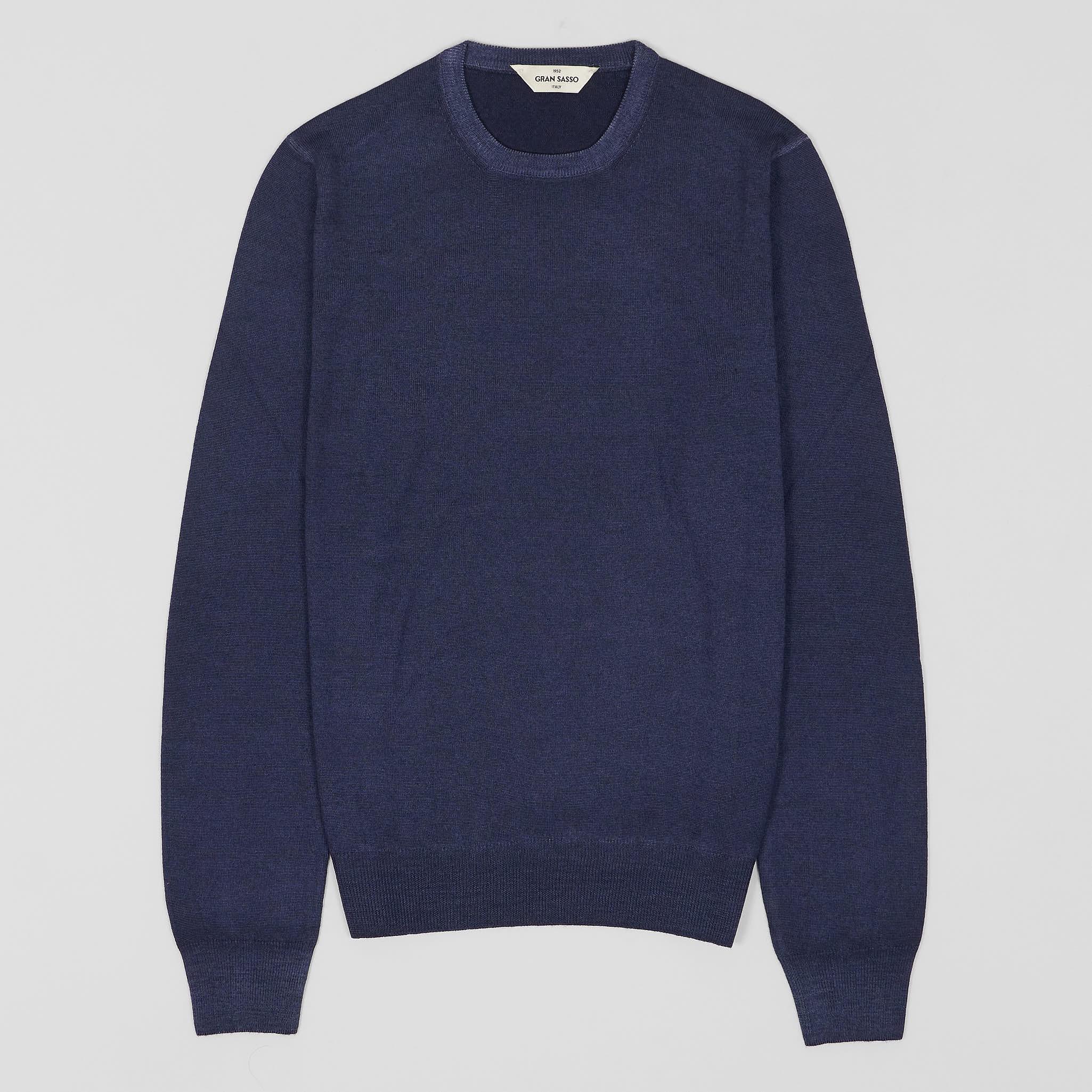 Stone Washed Merino Crew Neck Pullover