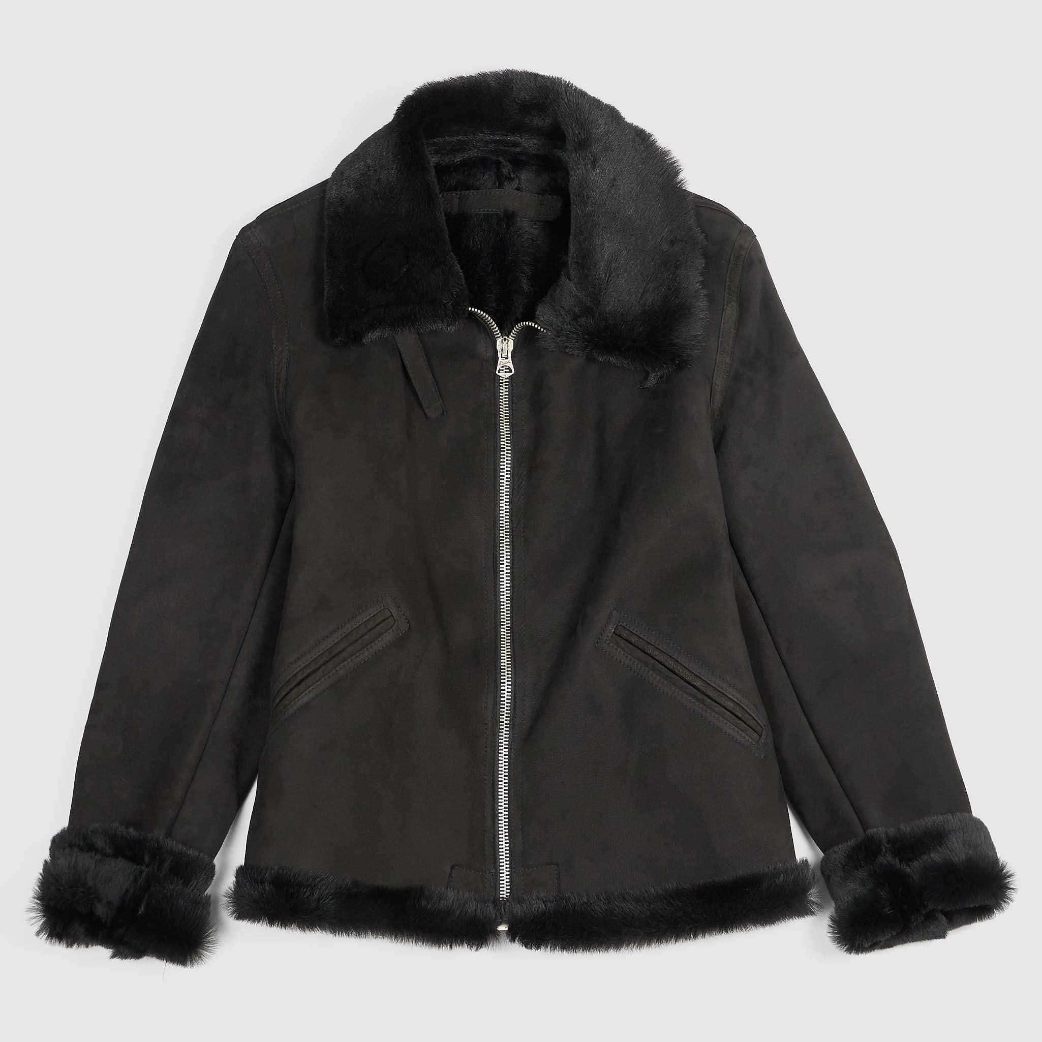 Ladies B6 Shearling Black Leather Jacket