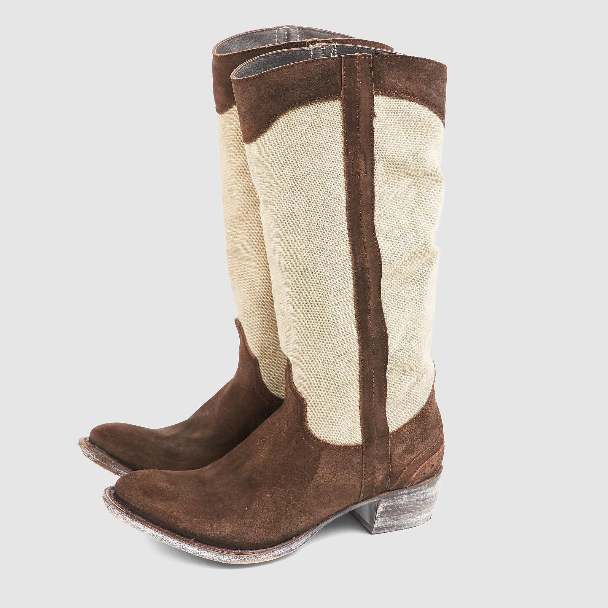 Ladies Urban Leather and Canvas Western Boot