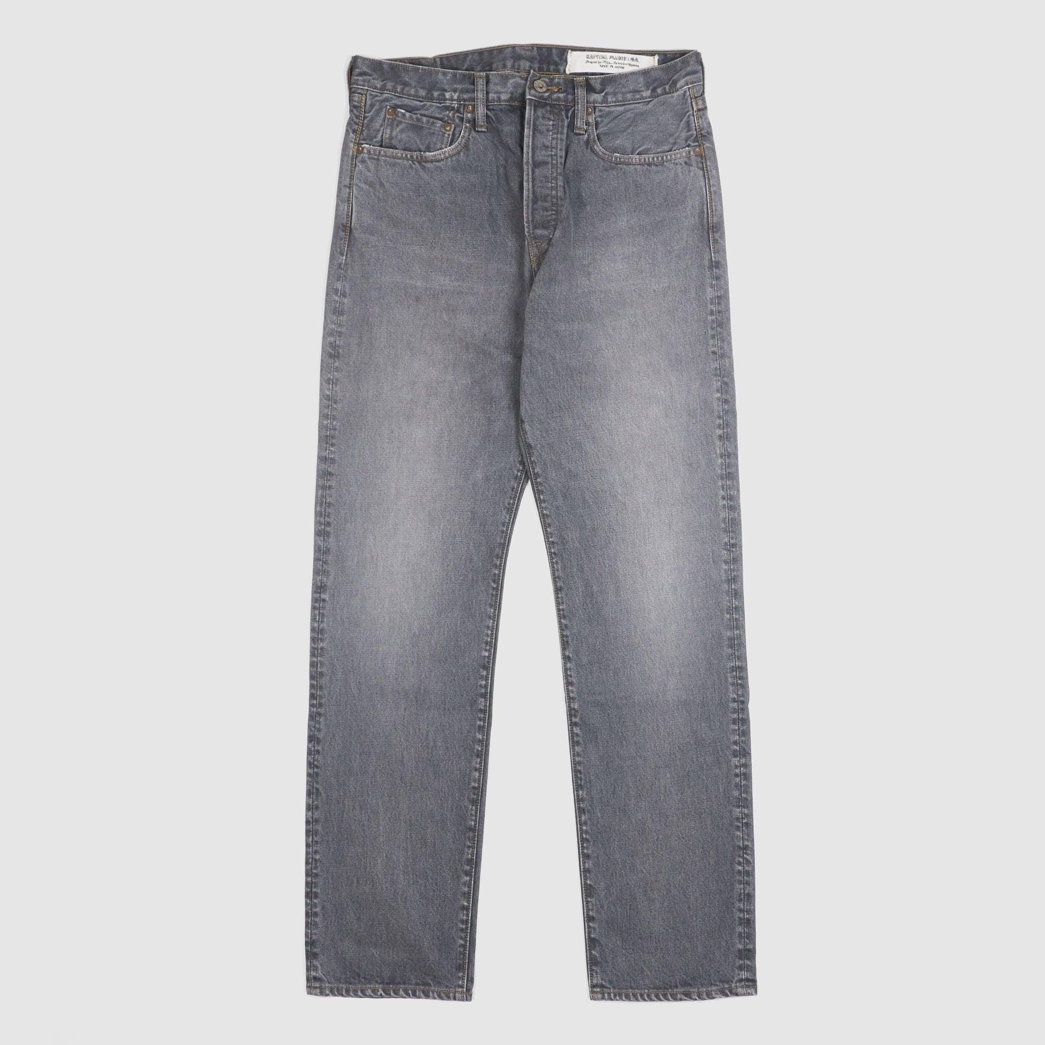 5-Pocket Black Hard Washed Denim Jeans