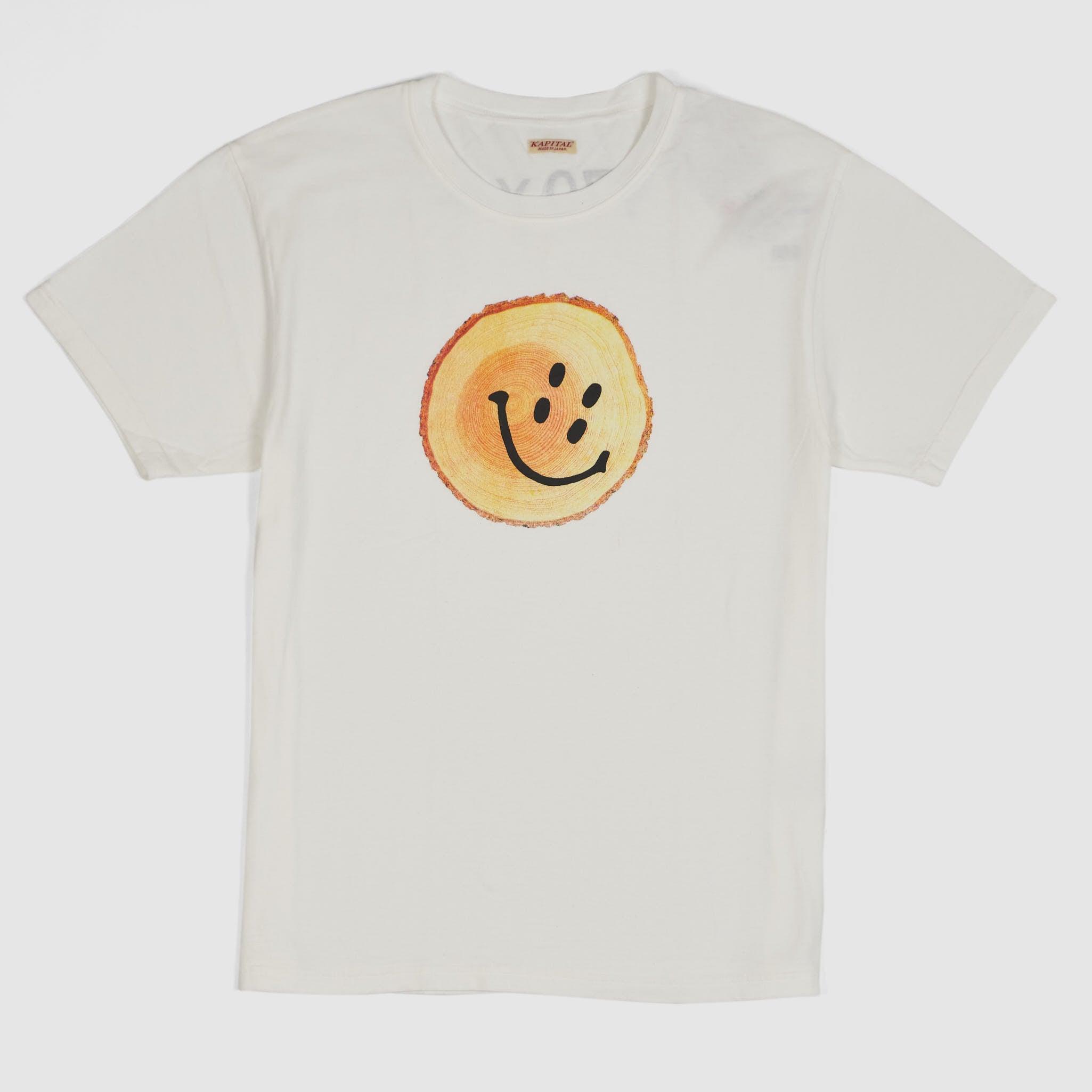 Smiley-Wood Crew Neck Printed Basic T-Shirt