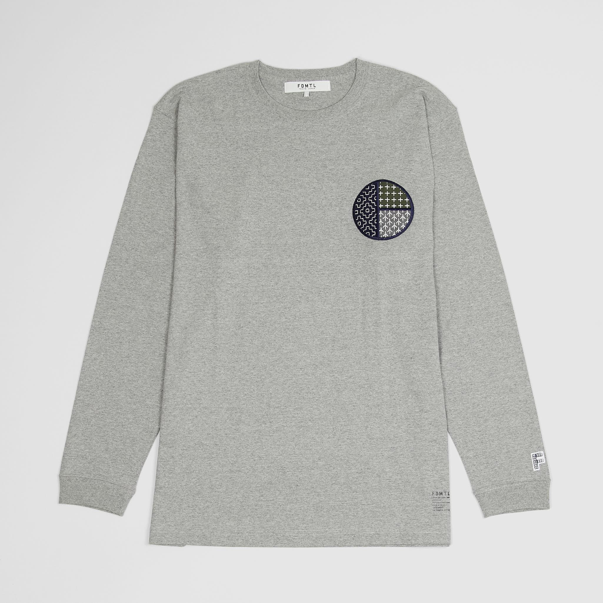 Long Sleeve Sashiko Circle Chest T-Shirts