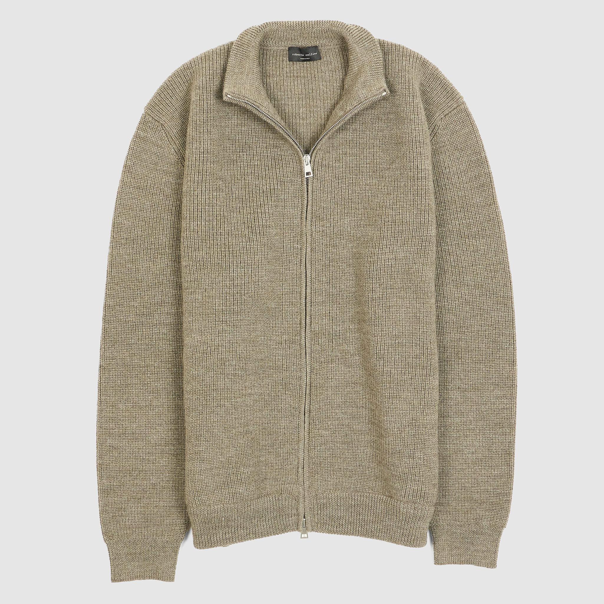 Full-Zipped Knit Wool Cardigan