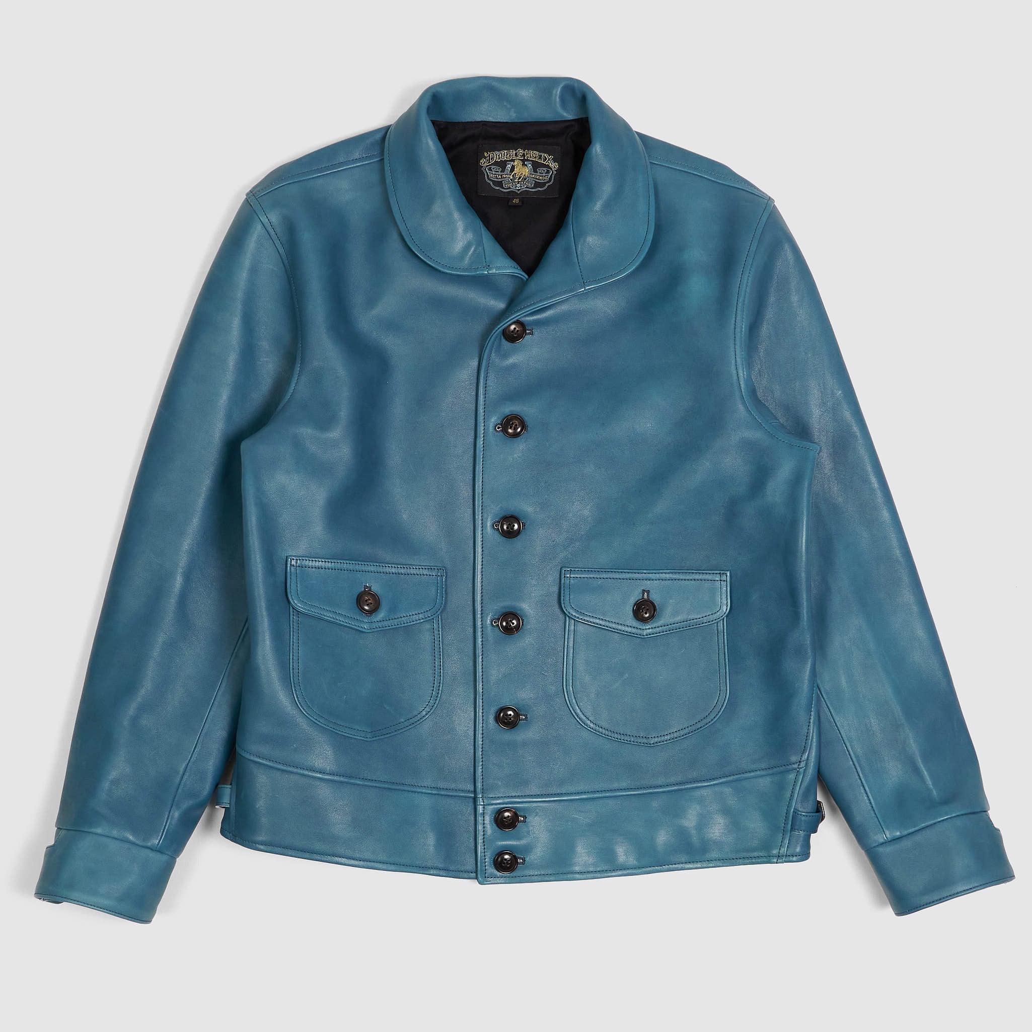Classic 1920s Leather Jacket Indigo Dyed