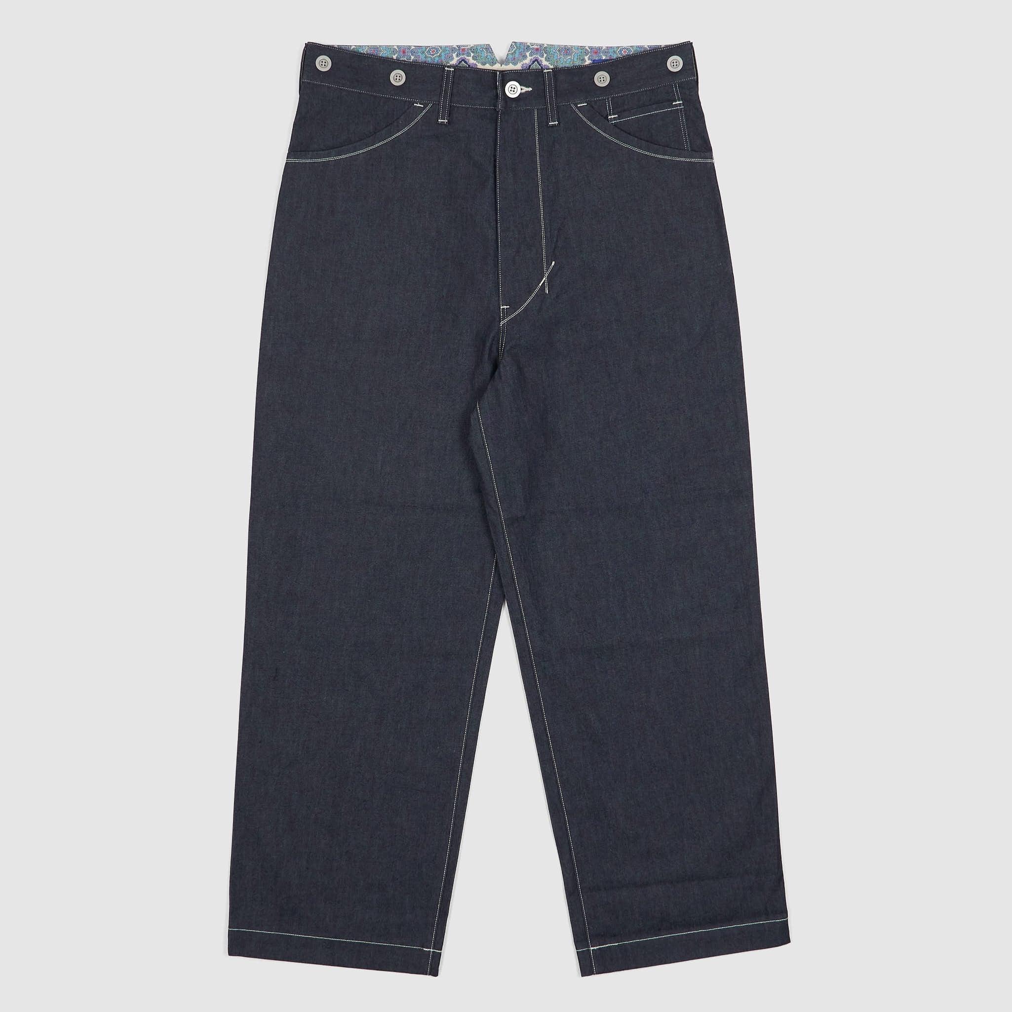 Denim Buckle Back Work Trousers