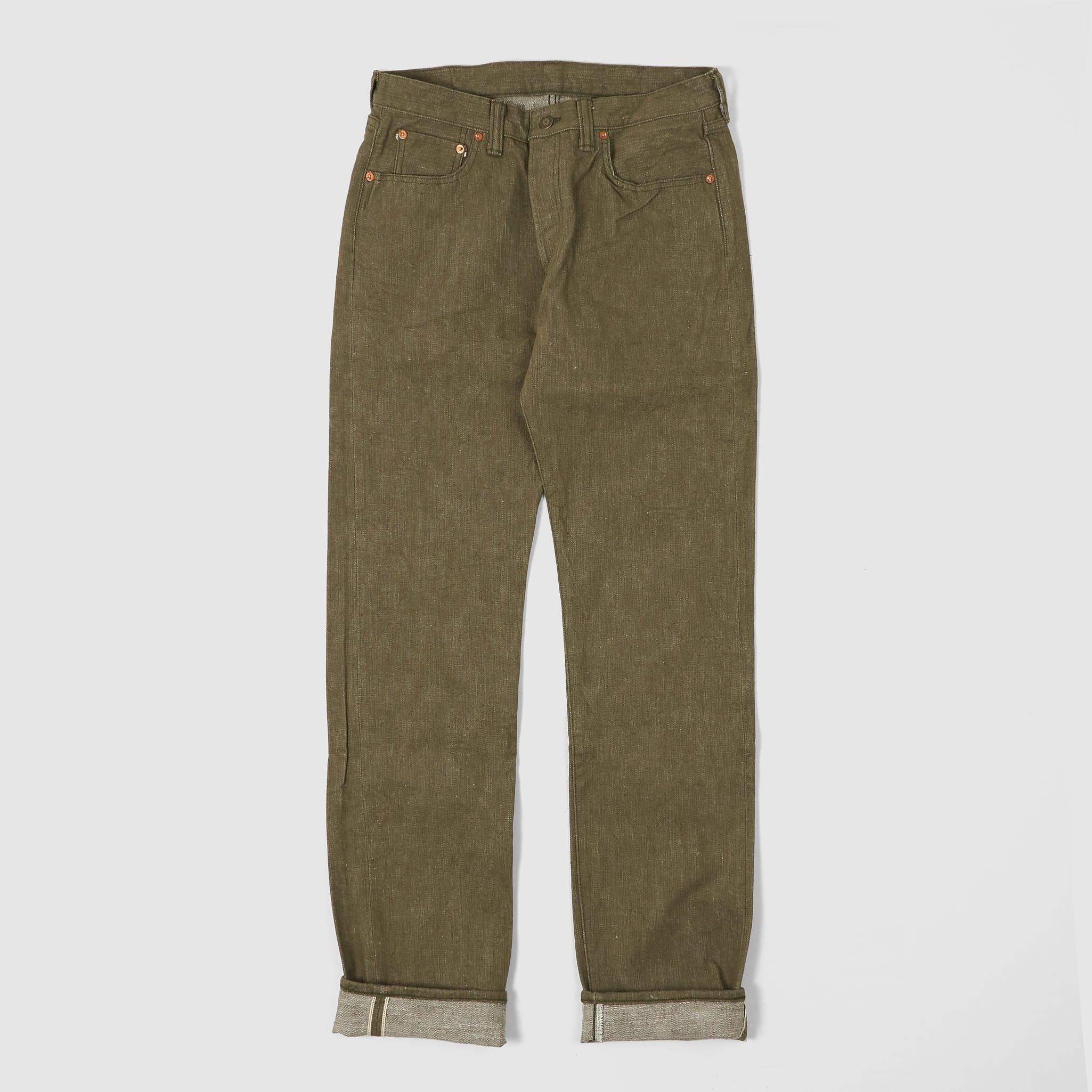Slim Tapered 5 Pocket Green Selvage Denim
