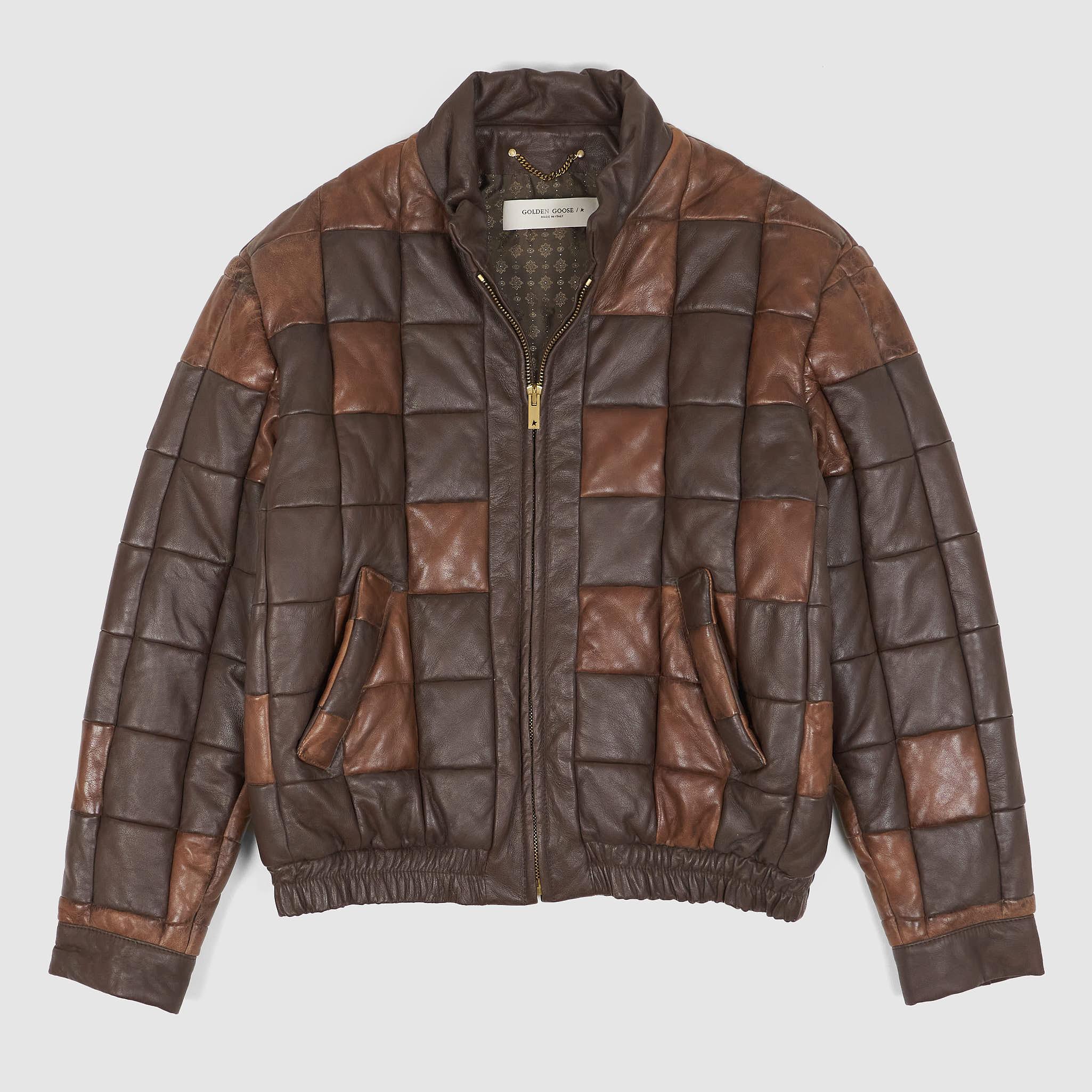 Patchwork Leather Bomber  Jacket
