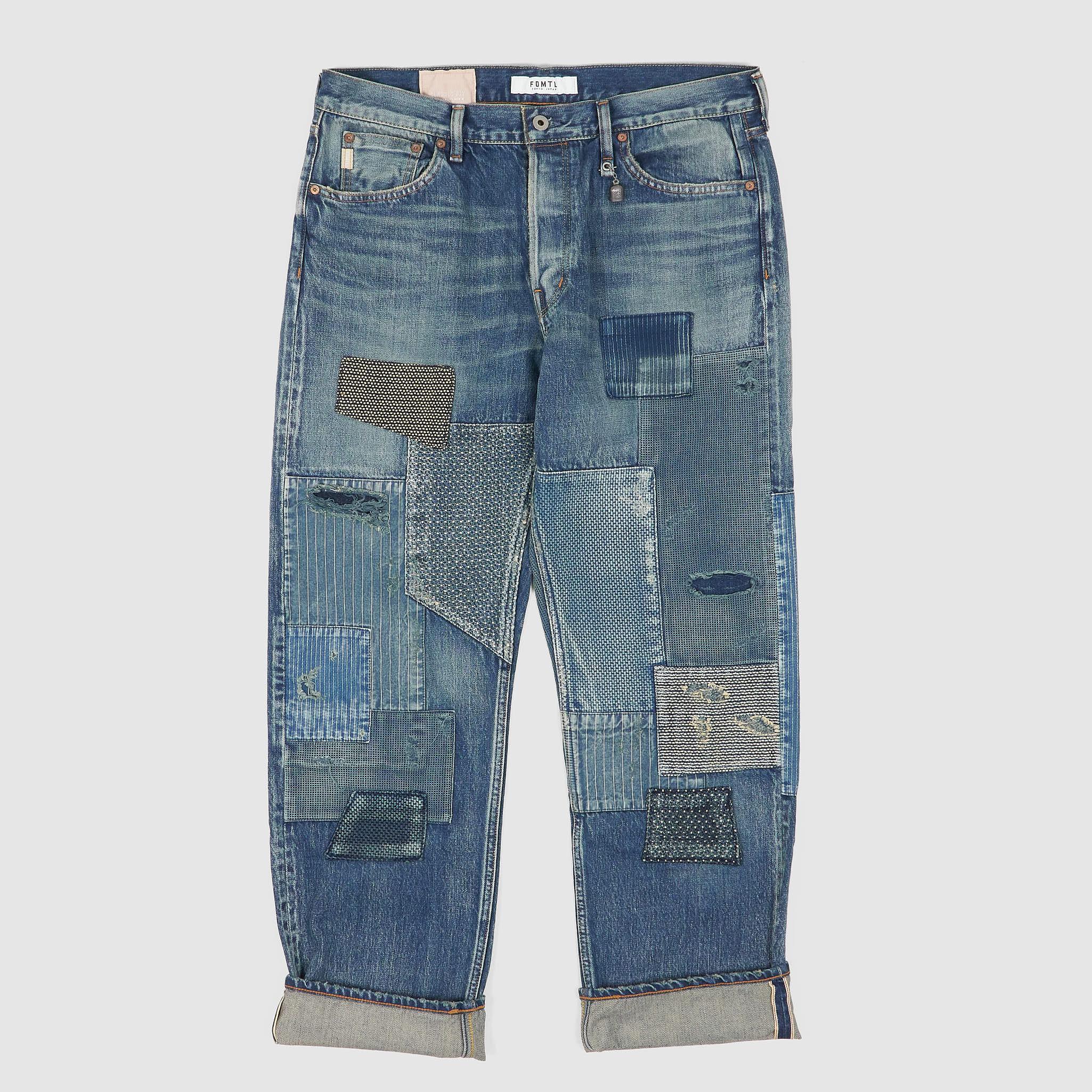 Classic Straight Cut Patchwork Denim Jeans