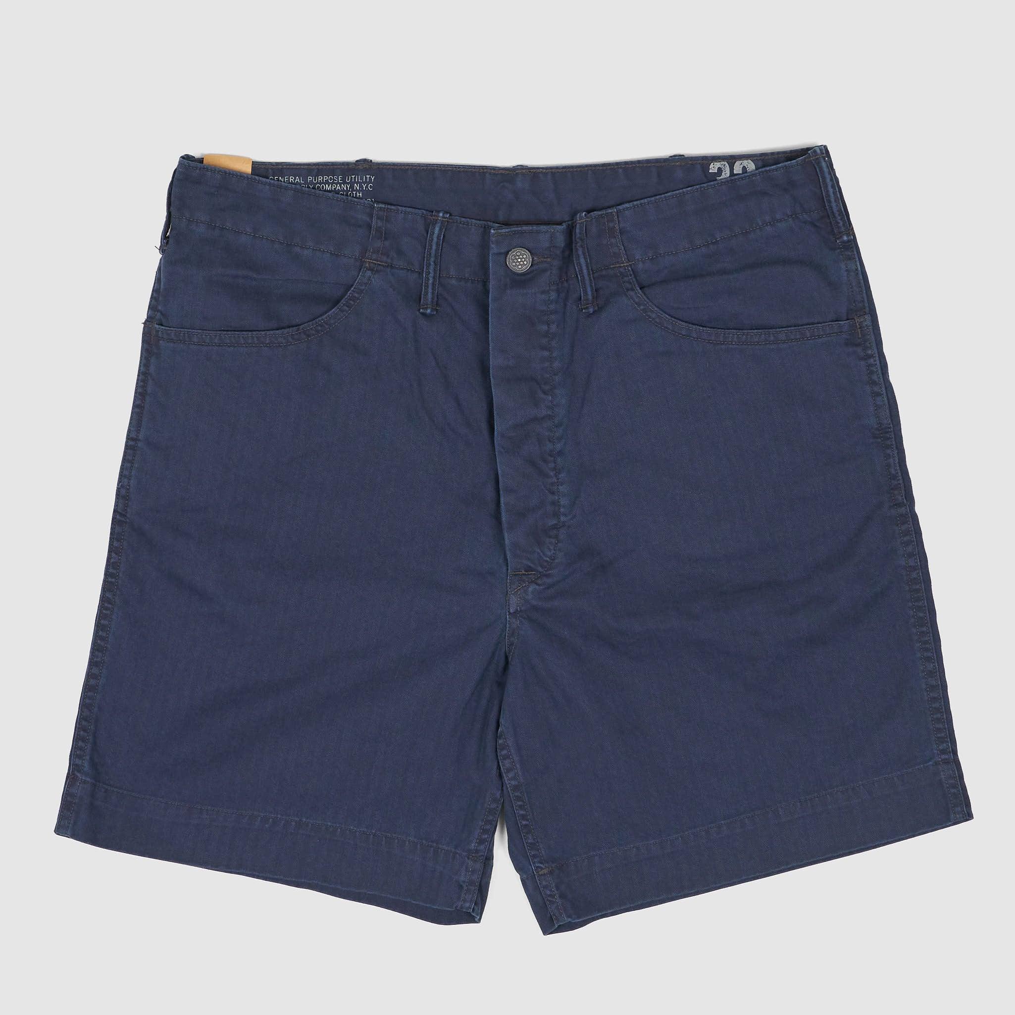N3 Herrinbone Indigo Dyed Flat Front Short